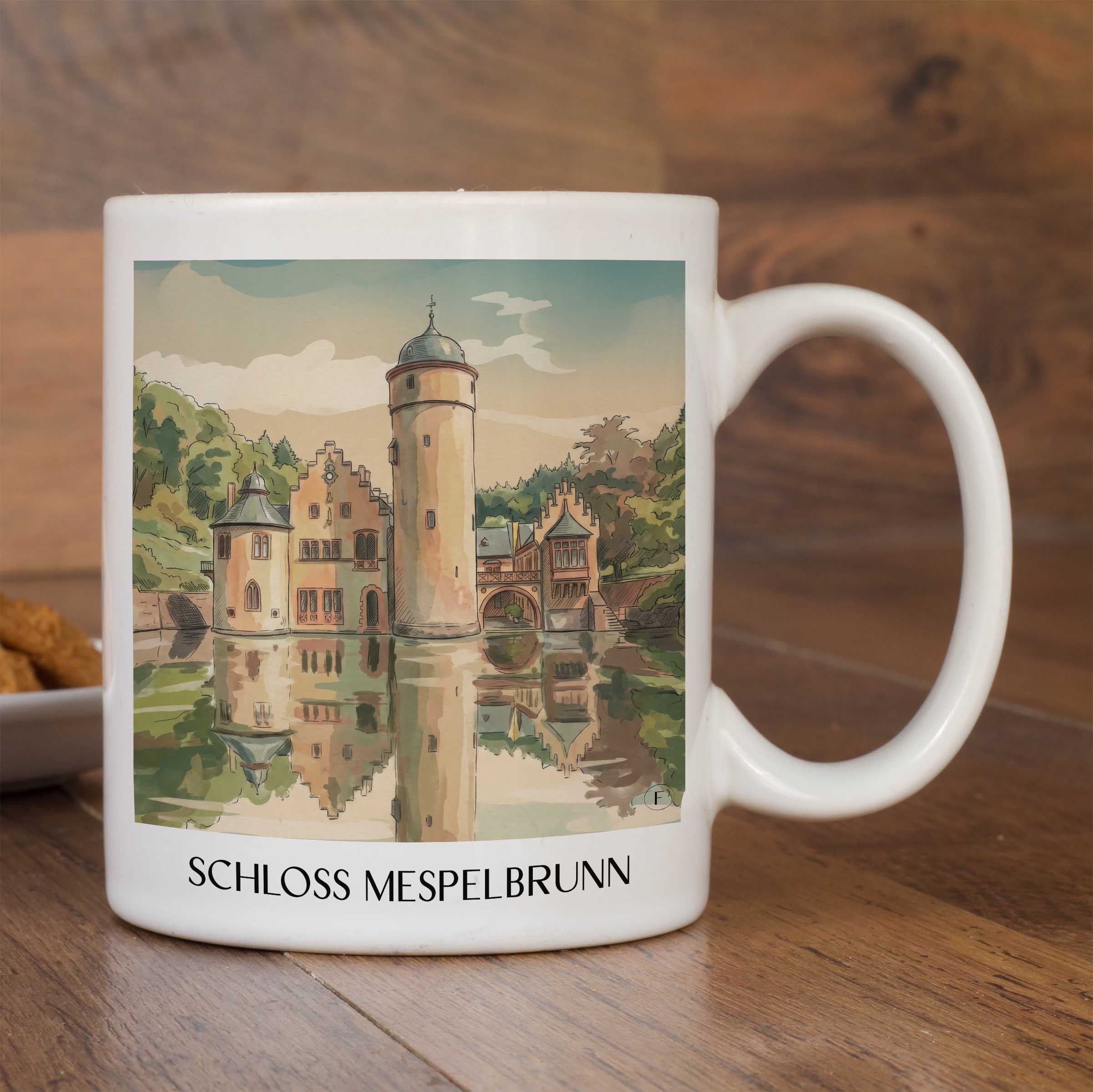 schloss-mespelbrunn-spessart-deutschland-kaffeebecher-aquarell