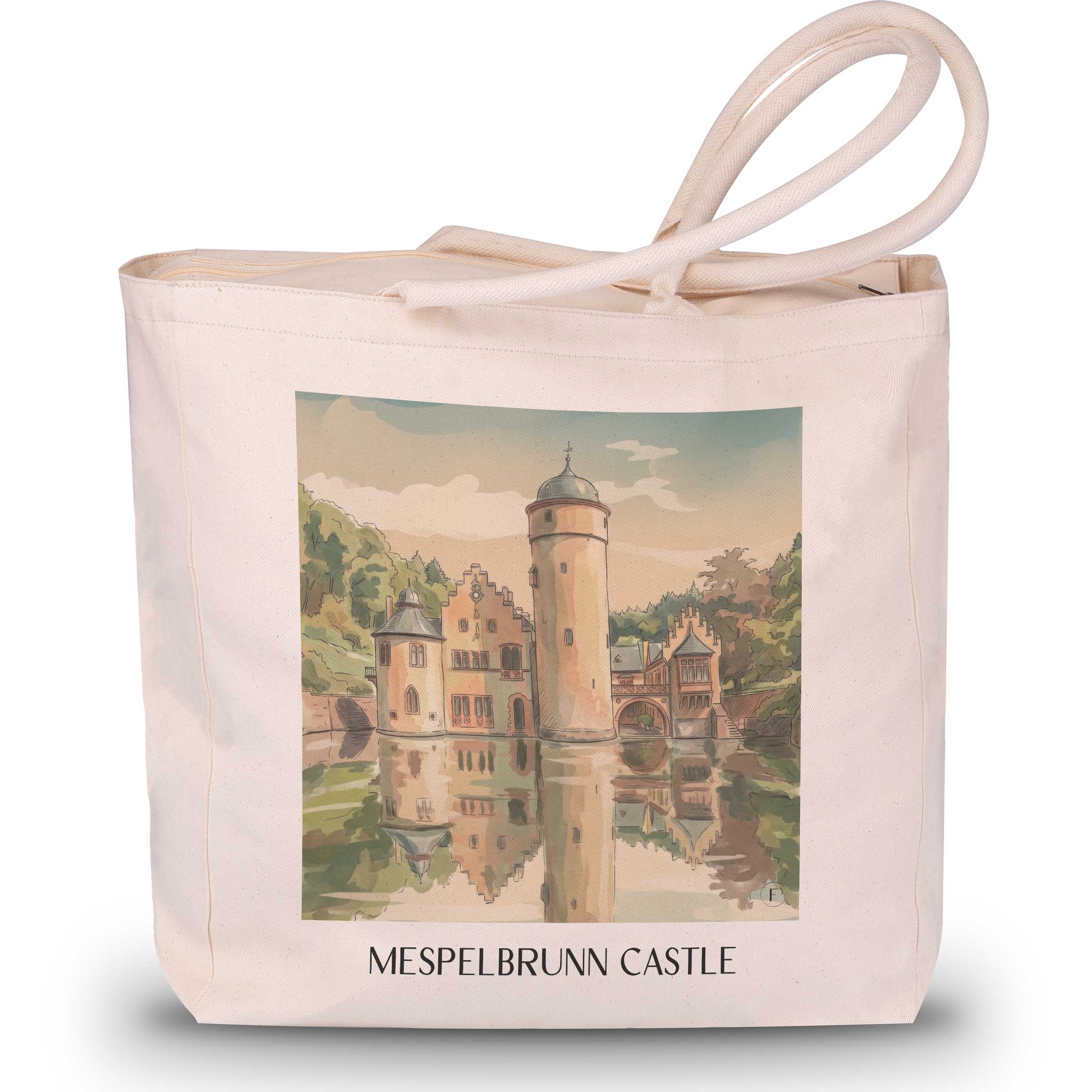 Schloss Mespelbrunn Shopping Tasche - Spessart - Deutschland Tote Bag - Einkaufstasche im Aquarell Stil - favplace