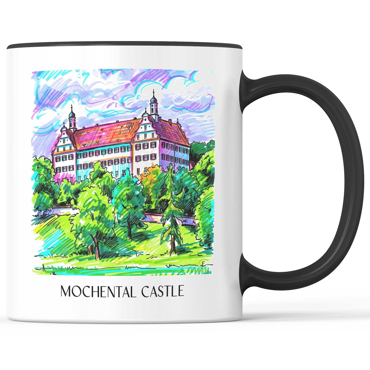 Schloss Mochental Kaffeebecher - Schwäbische Alb - Deutschland Becher - Kaffeetasse im Tag Graffiti Stil - favplace