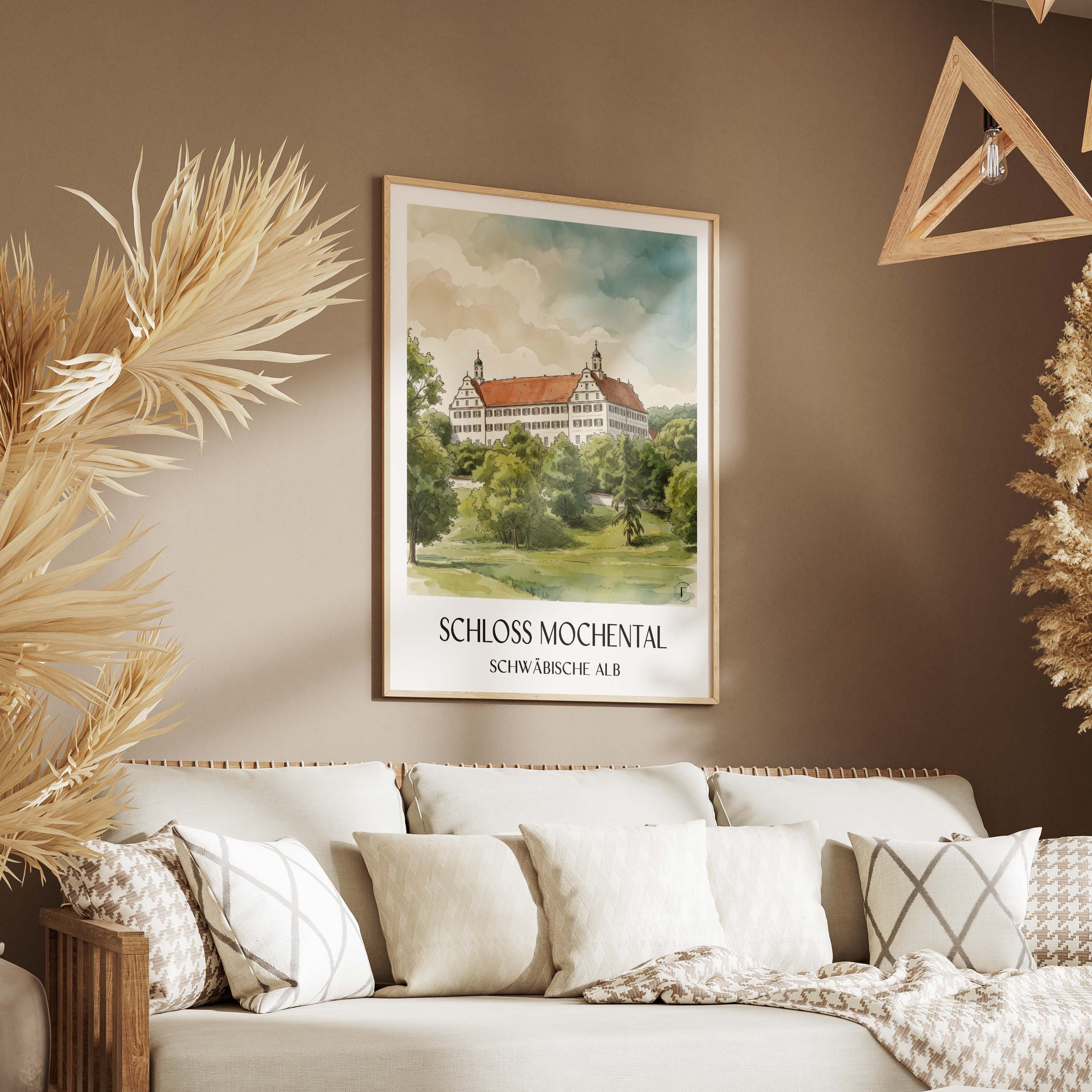 schloss-mochental-schwäbische-alb-deutschland-poster-aquarell