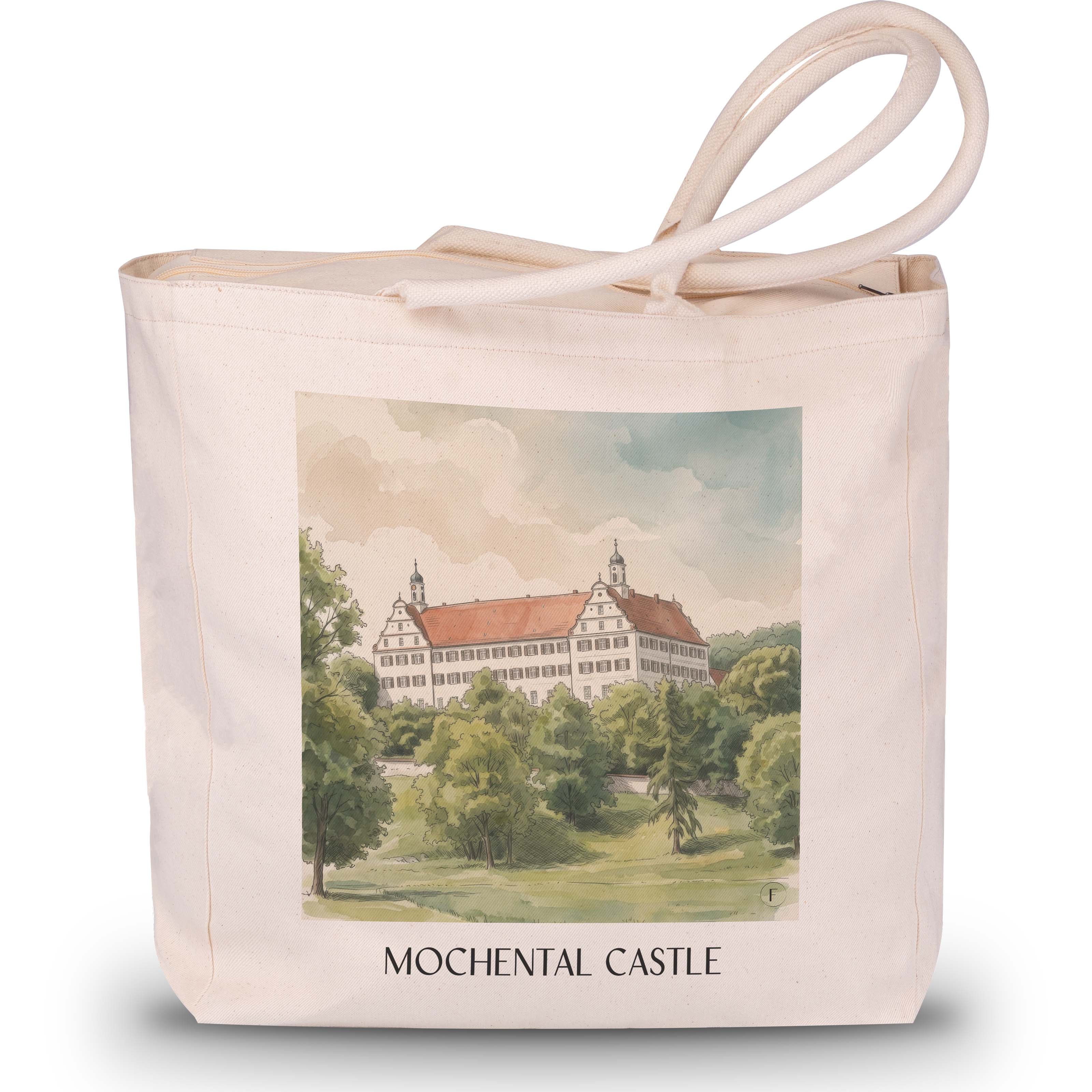 Schloss Mochental Shopping Tasche - Schwäbische Alb - Deutschland Tote Bag - Einkaufstasche im Aquarell Stil - favplace