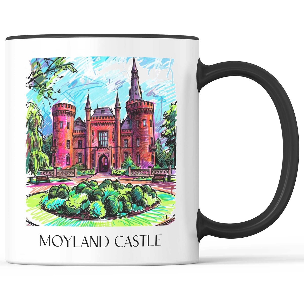 Schloss Moyland Kaffeebecher - Niederrhein - Deutschland Becher - Kaffeetasse im Tag Graffiti Stil - favplace