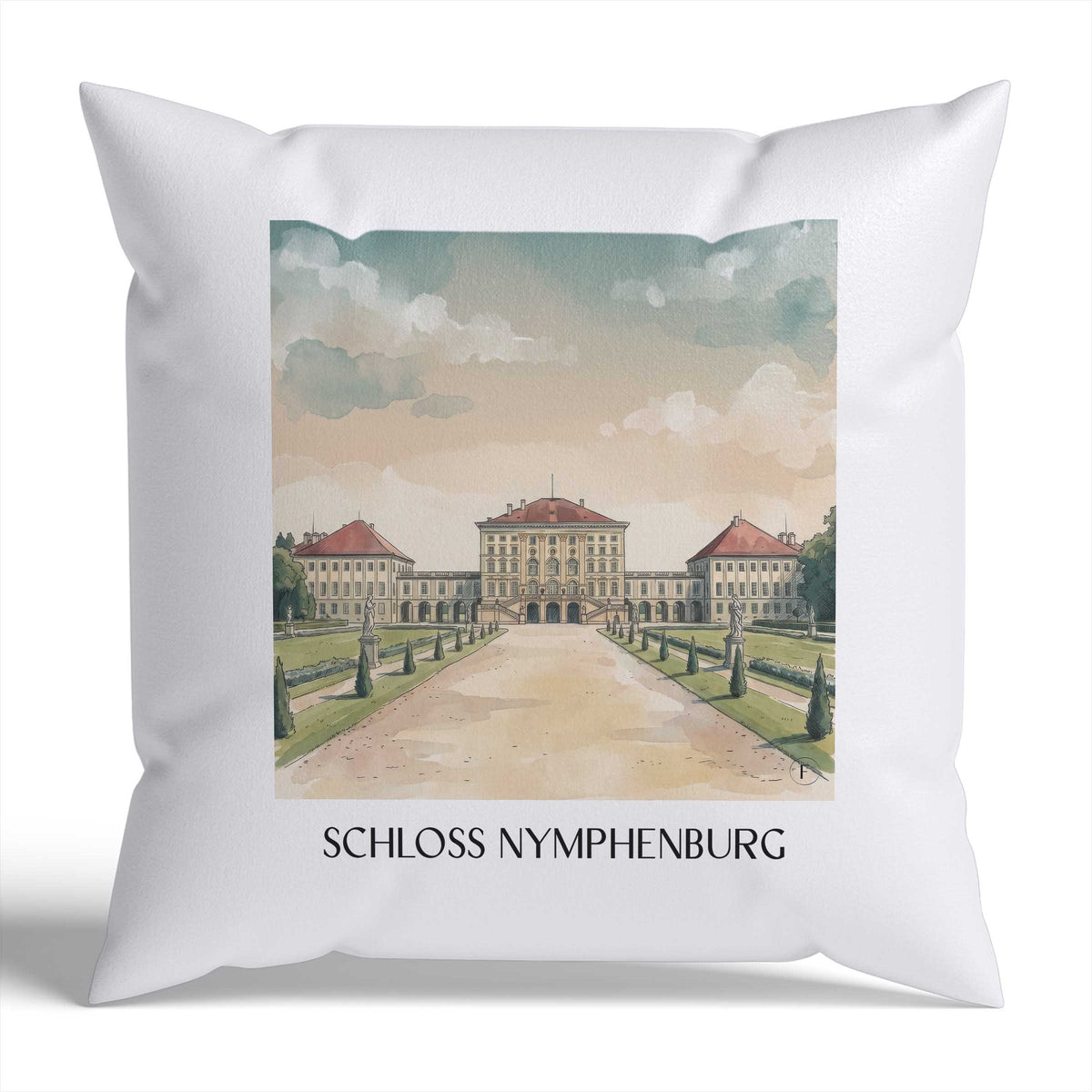 schloss-nymphenburg-münchen-deutschland-kissenbezug-aquarell