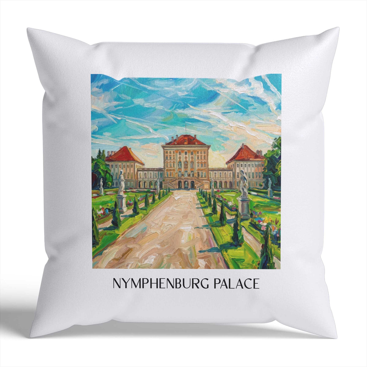 Schloss Nymphenburg Kissenhülle - Zierkissen Bezug - München - Deutschland Kissen bzw. Kissenbezug im Ölgemälde Stil - favplace