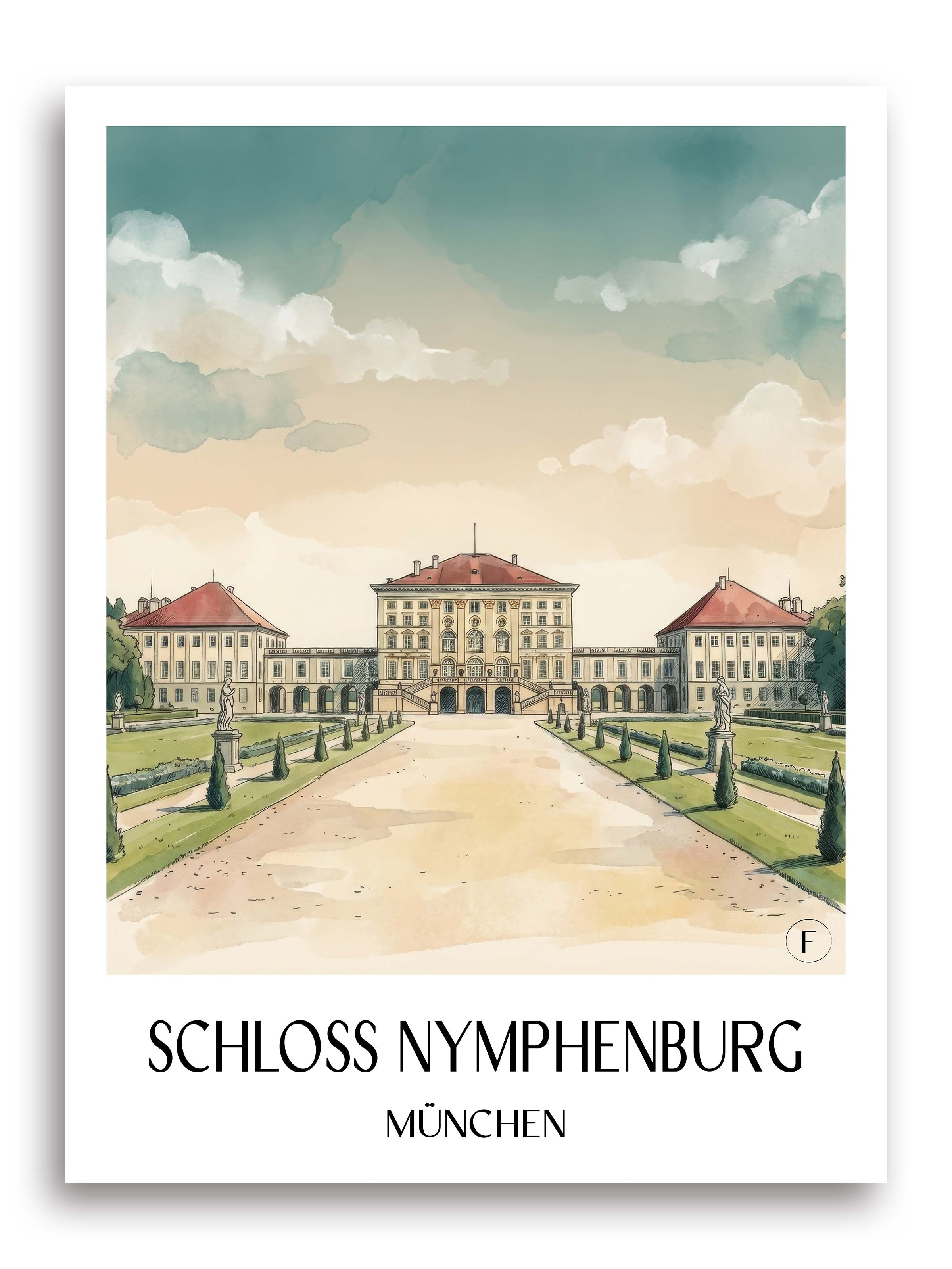 schloss-nymphenburg-münchen-deutschland-poster-aquarell