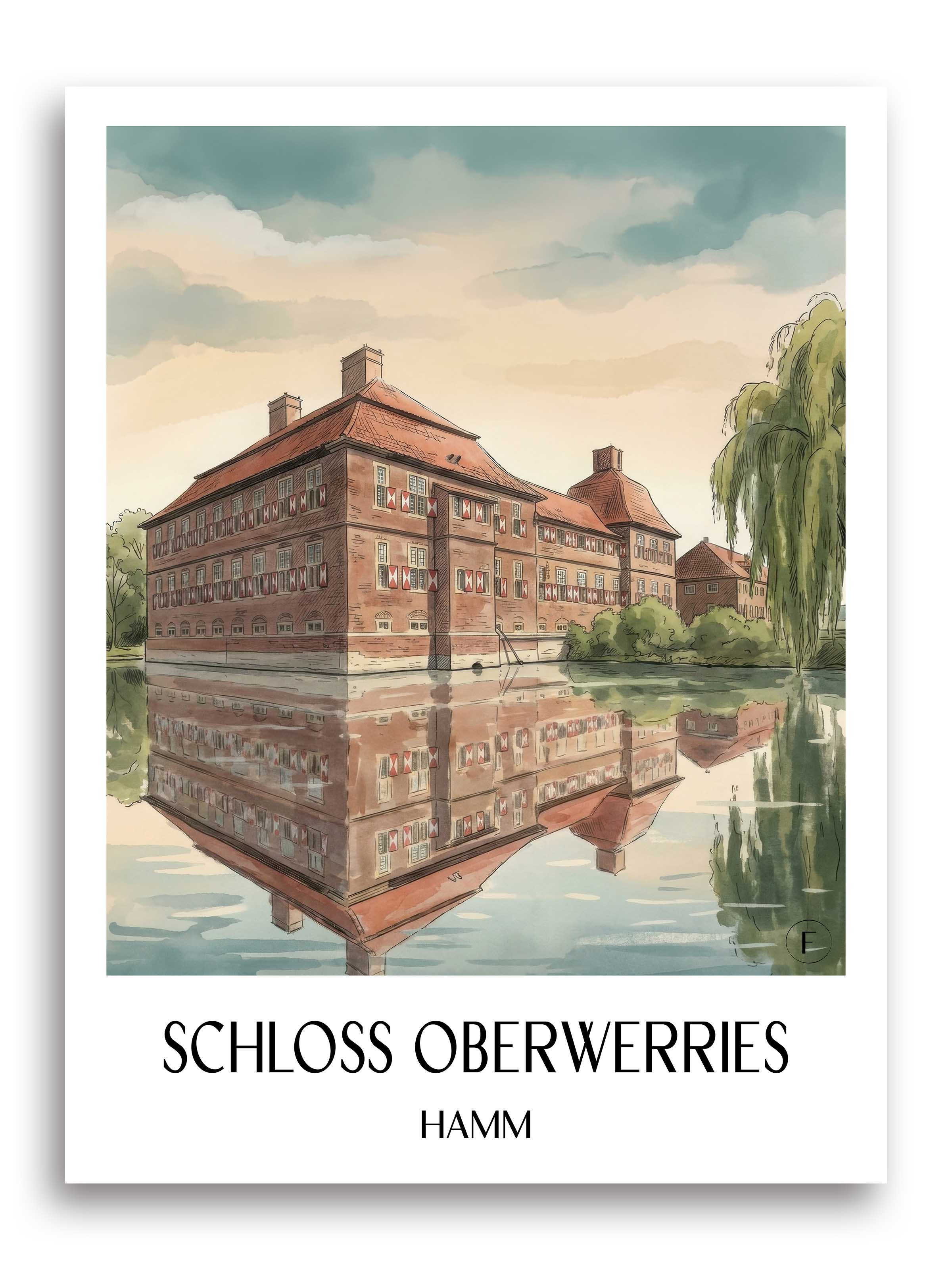 schloss-oberwerries-hamm-deutschland-poster-aquarell