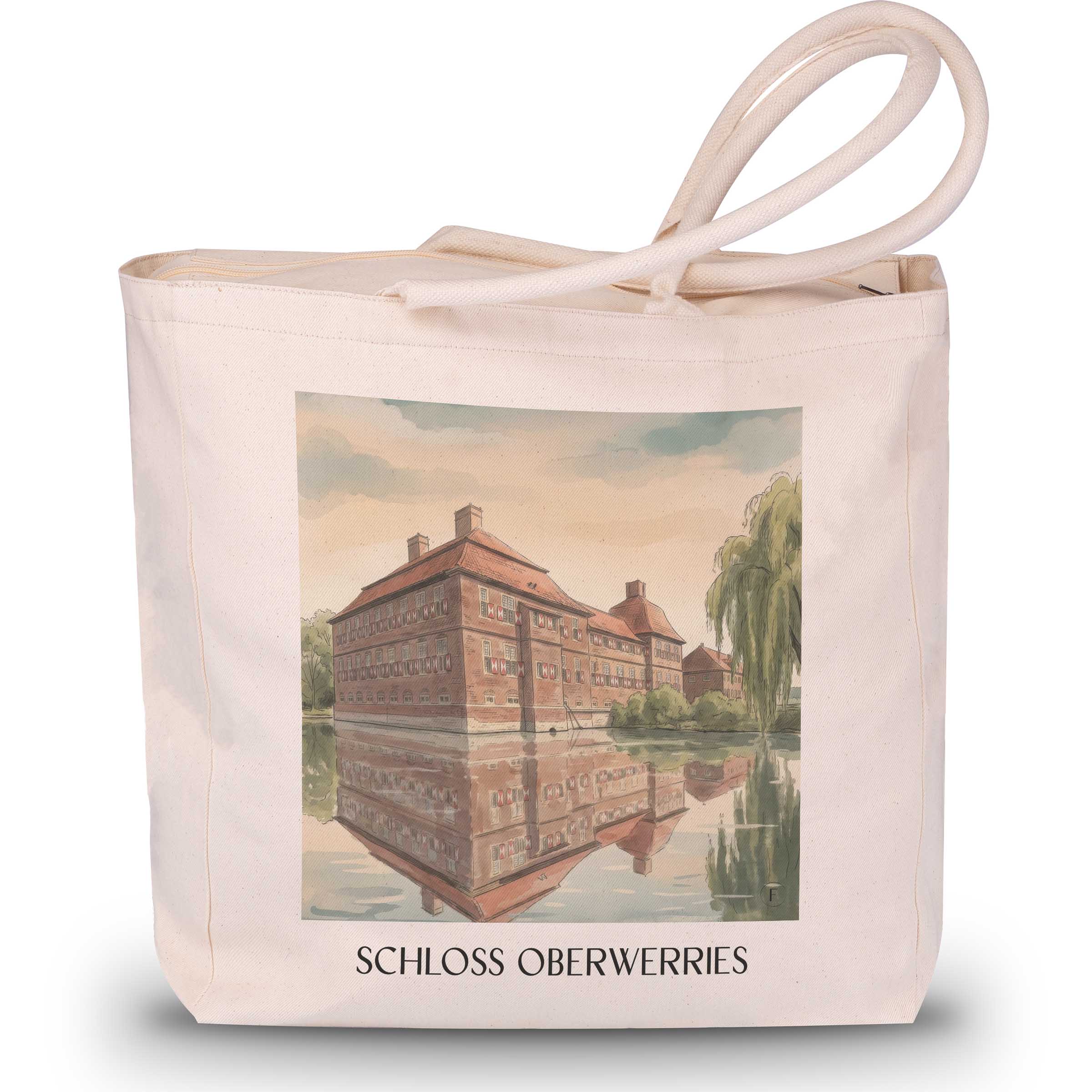 schloss-oberwerries-hamm-deutschland-einkaufstasche-aquarell