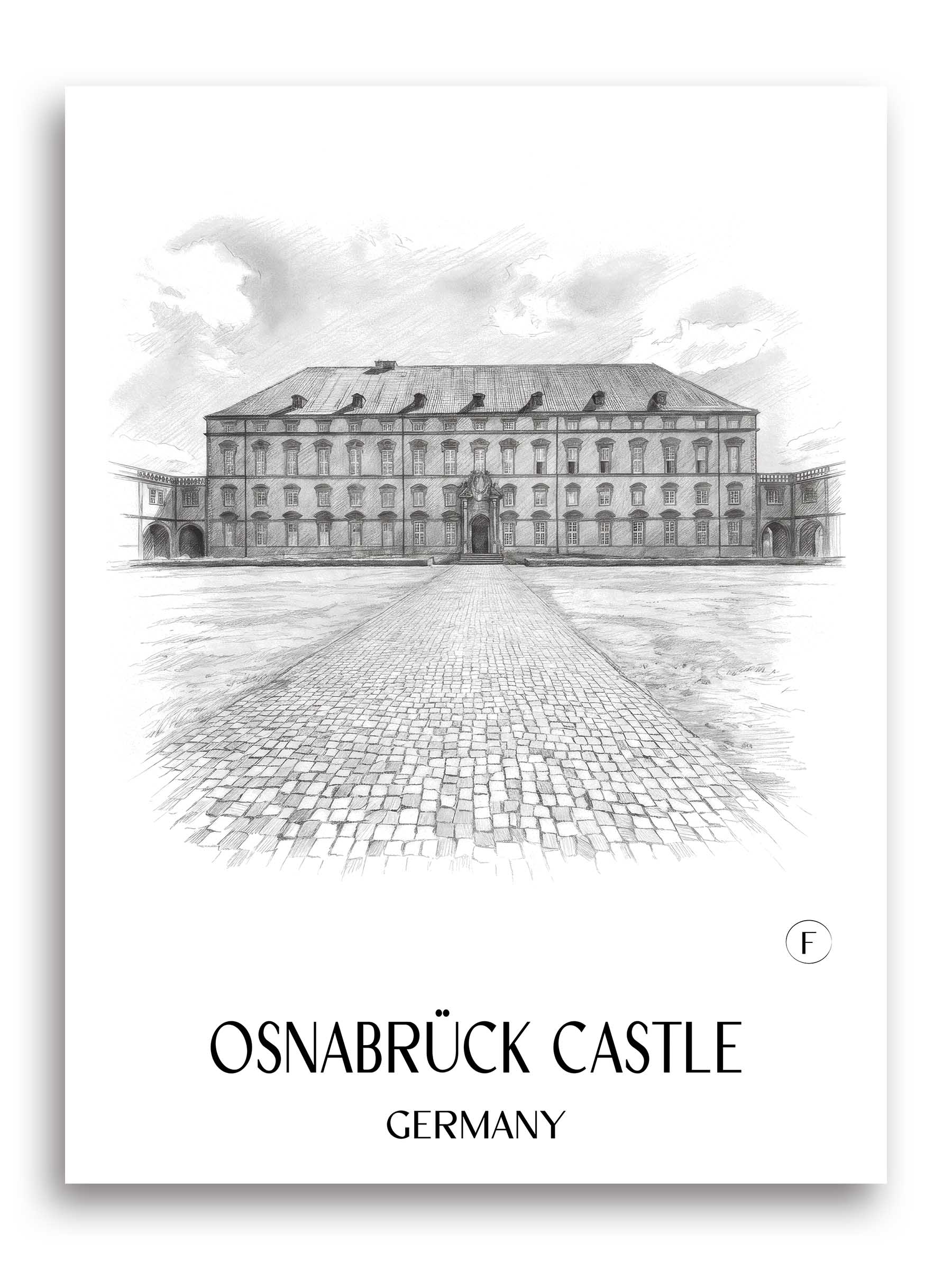 Schloss Osnabrück Poster - Niedersachsen - Deutschland Kunstdruck - Zeichnung von A4 bis A1
