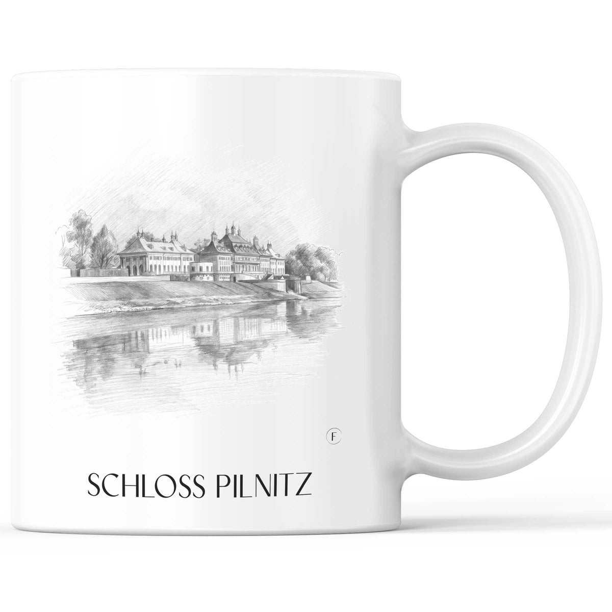 Schloss Pilnitz Kaffeebecher - Dresden - Deutschland Becher - Kaffeetasse im Zeichnung Stil - favplace