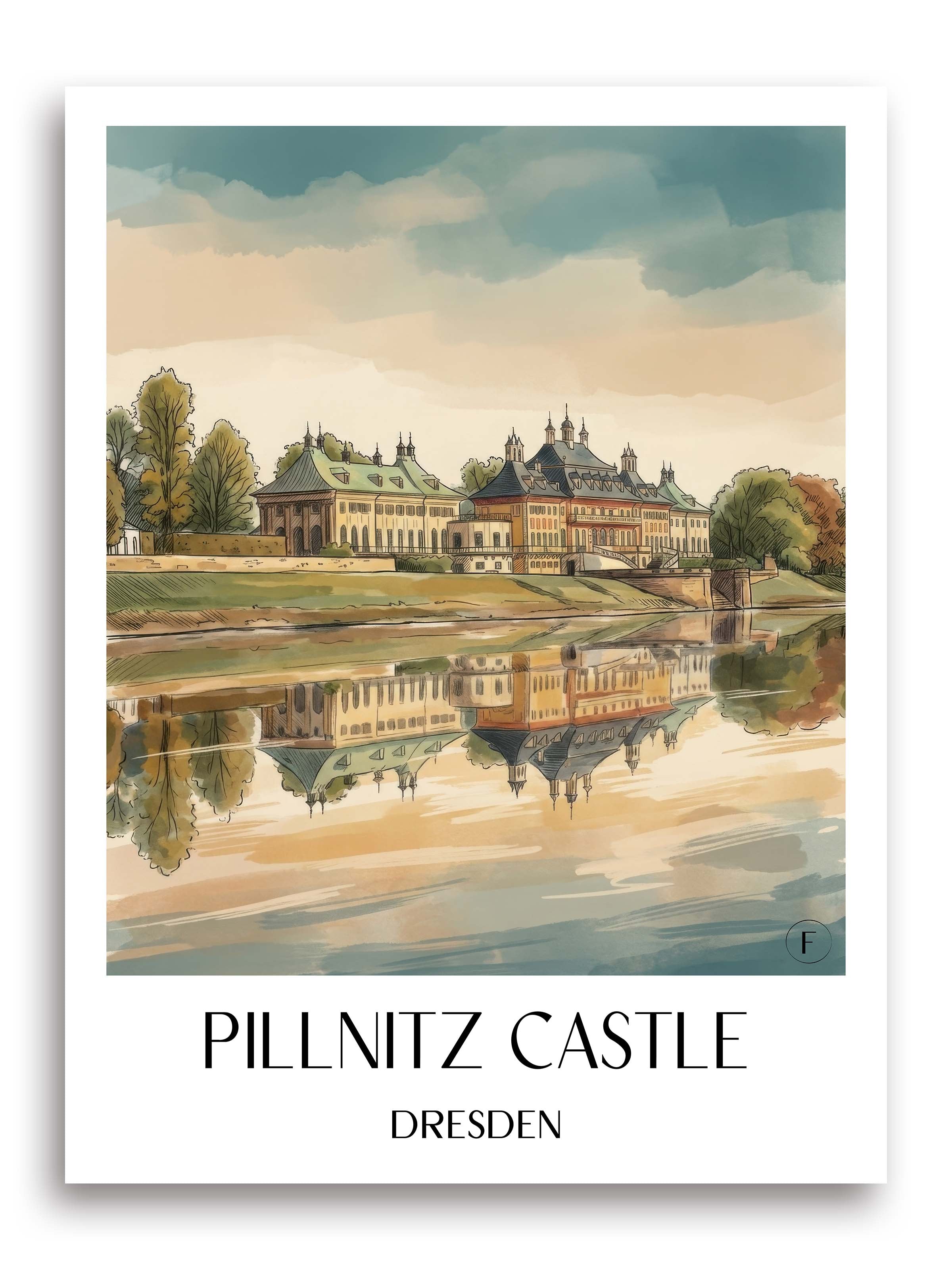 Schloss Pilnitz Poster - Dresden - Deutschland Kunstdruck - Aquarell von A4 bis A1 - favplace