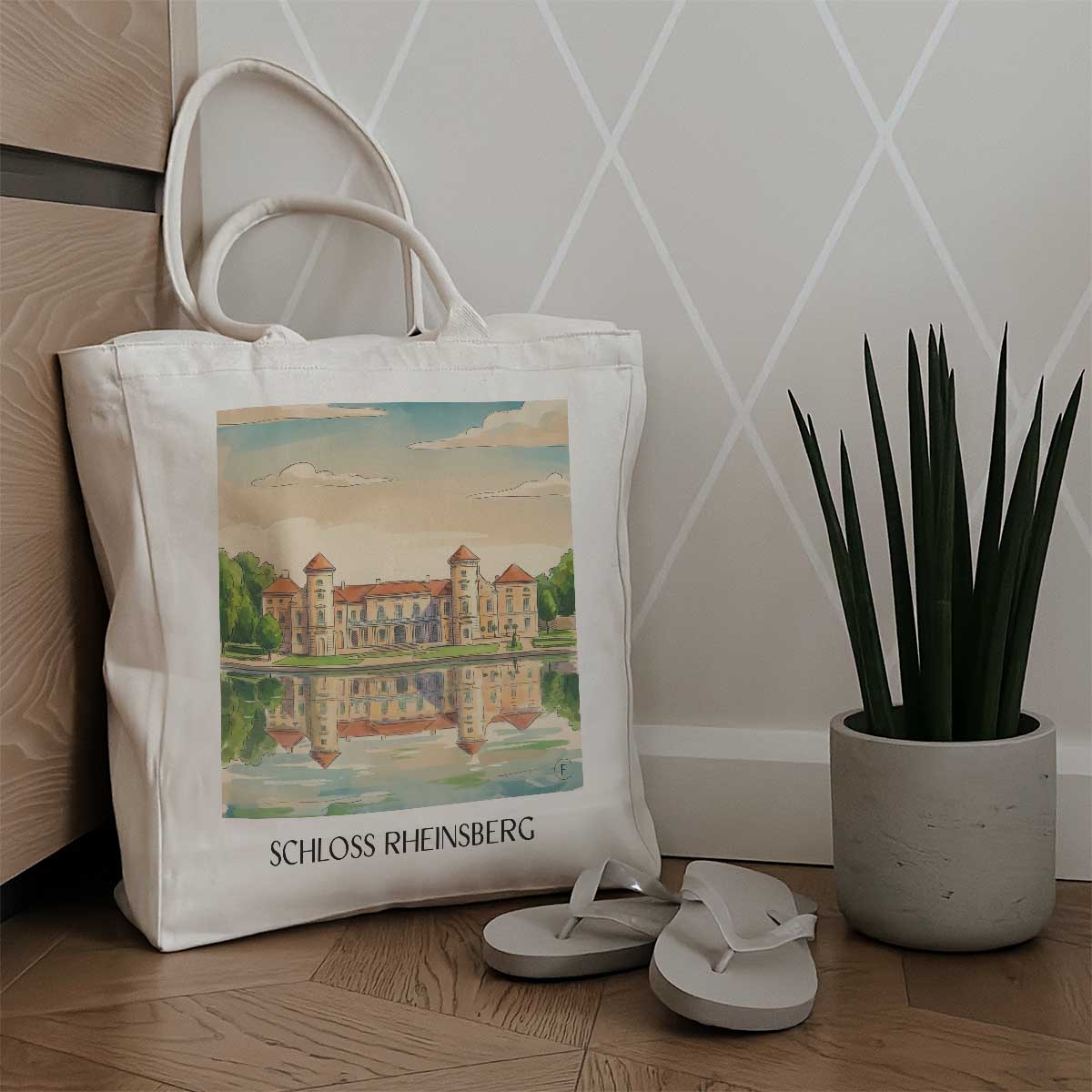 schloss-rheinsberg-brandenburg-deutschland-einkaufstasche-aquarell