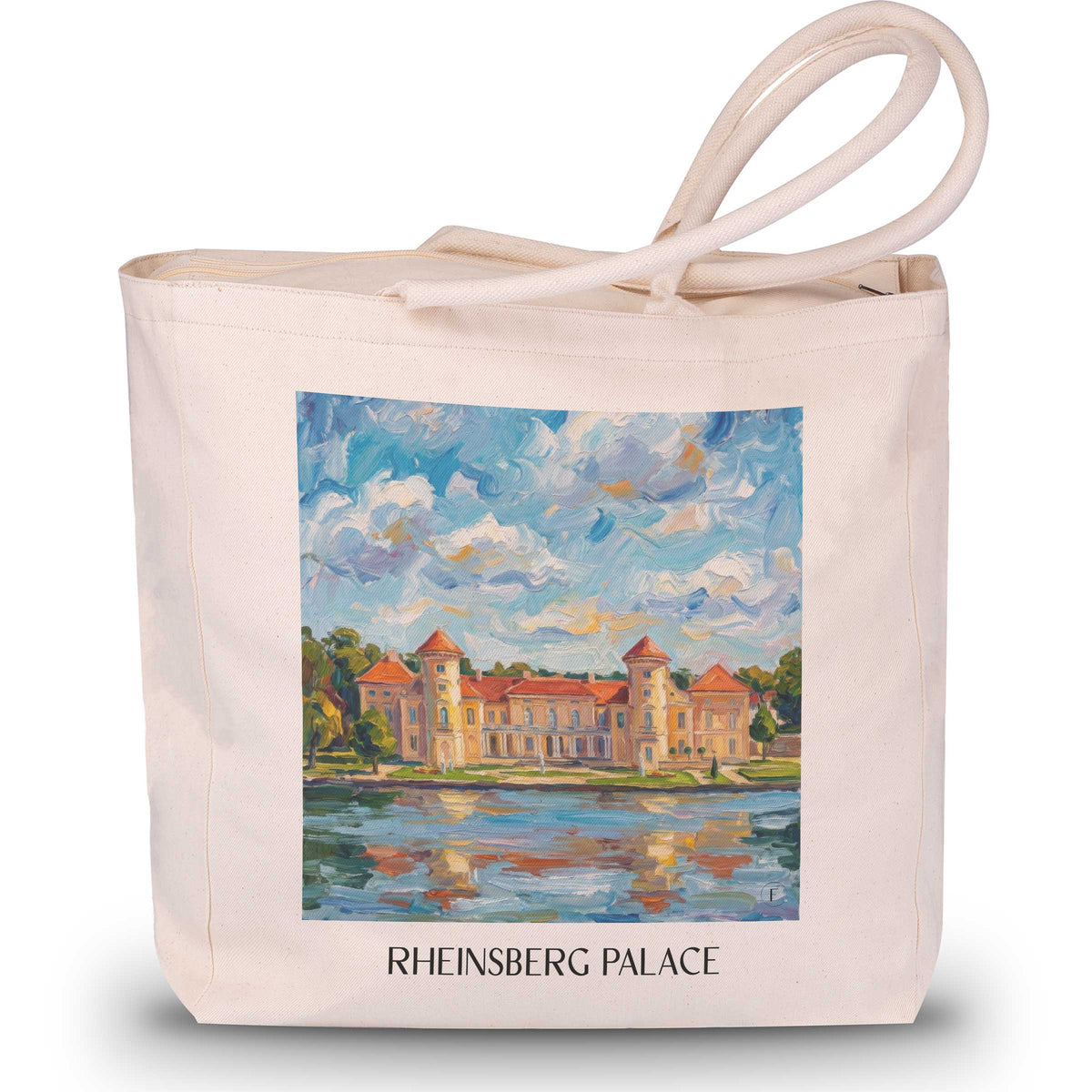 Schloss Rheinsberg Shopping Tasche - Brandenburg - Deutschland Tote Bag - Einkaufstasche im Ölgemälde Stil - favplace