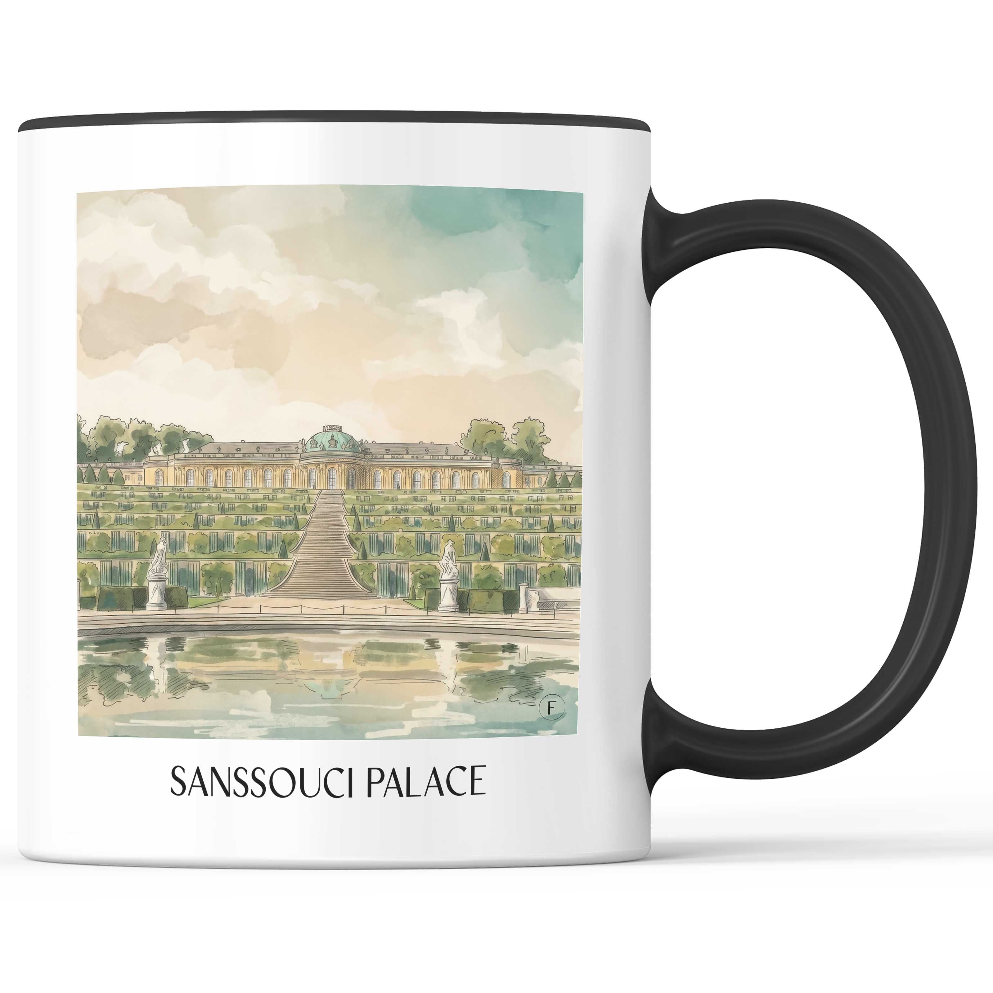 Schloss Sanssouci Kaffeebecher - Potsdam - Deutschland Becher - Kaffeetasse im Aquarell Stil - favplace