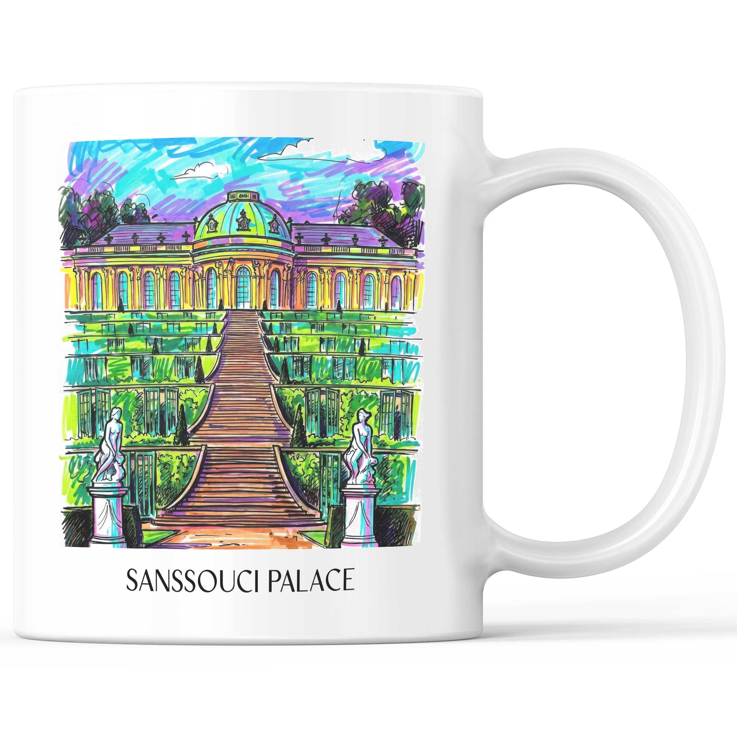 Schloss Sanssouci Kaffeebecher - Potsdam - Deutschland Becher - Kaffeetasse im Tag Graffiti Stil