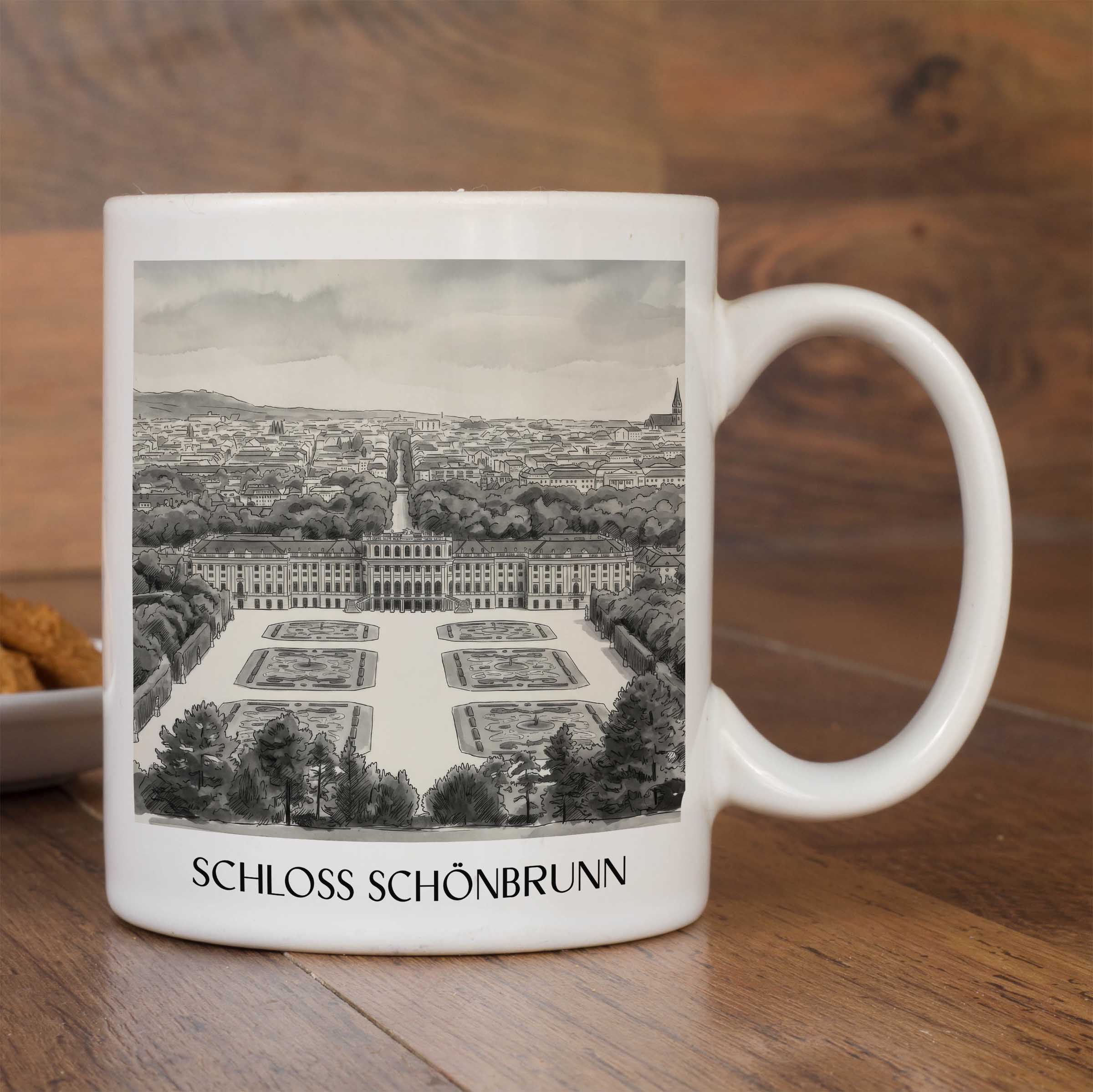 schloss-schönbrunn-wien-österreich-kaffeebecher-aquarell-schwarz-weiss