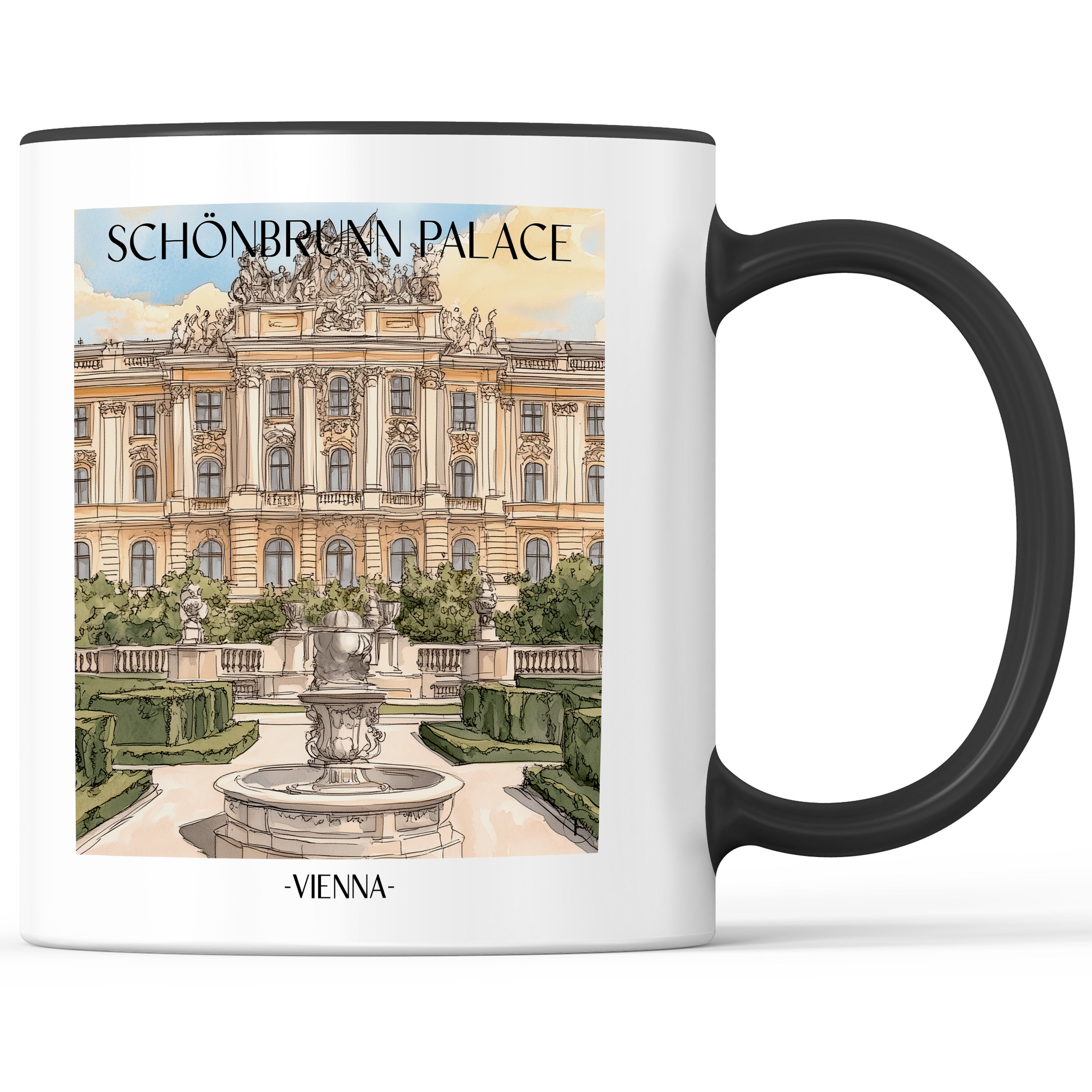 Schloss Schönbrunn Kaffeebecher - Wien - Österreich Becher - Kaffeetasse im Aquarell Stil - favplace