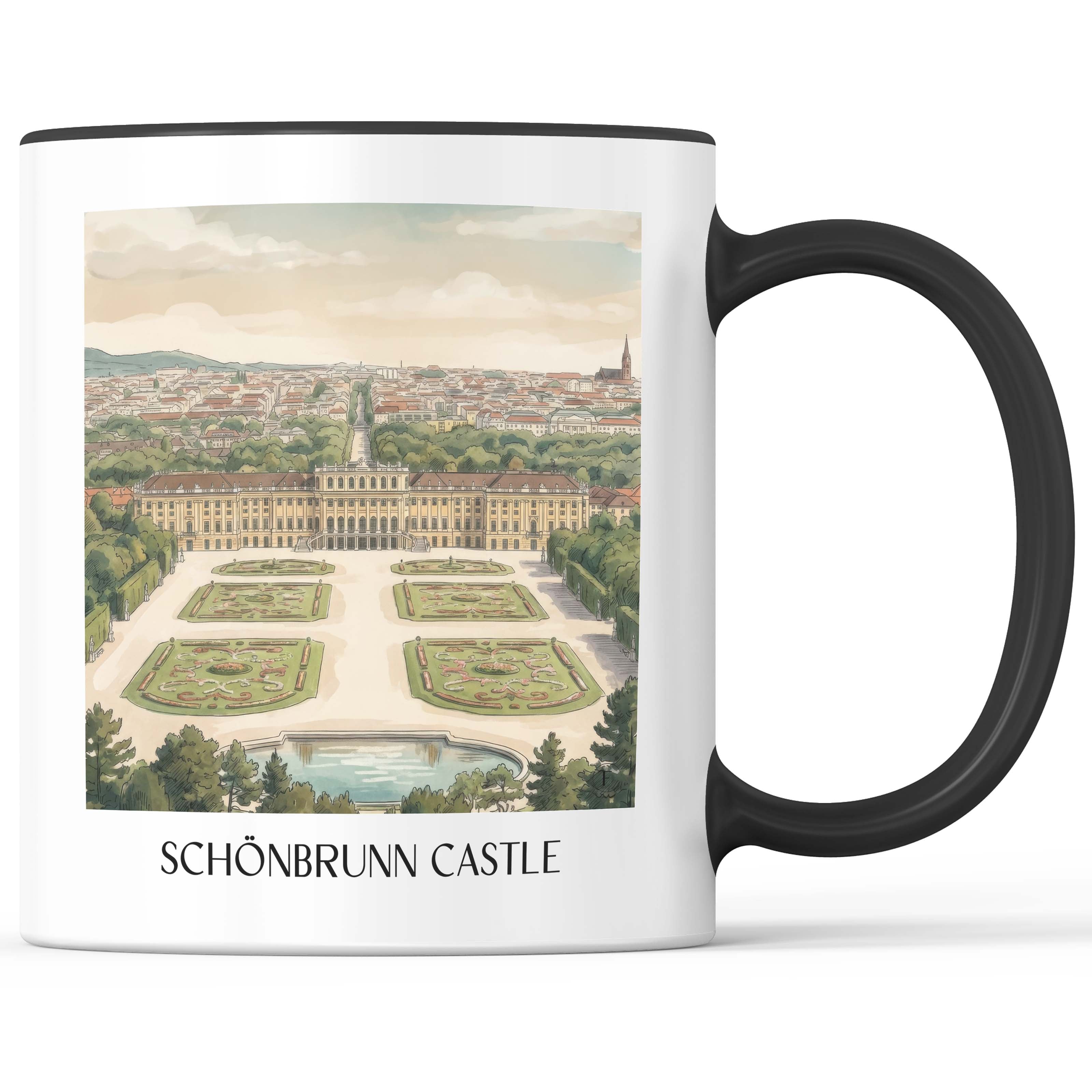 Schloss Schönbrunn Kaffeebecher - Wien - Österreich Becher - Kaffeetasse im Aquarell Stil - favplace