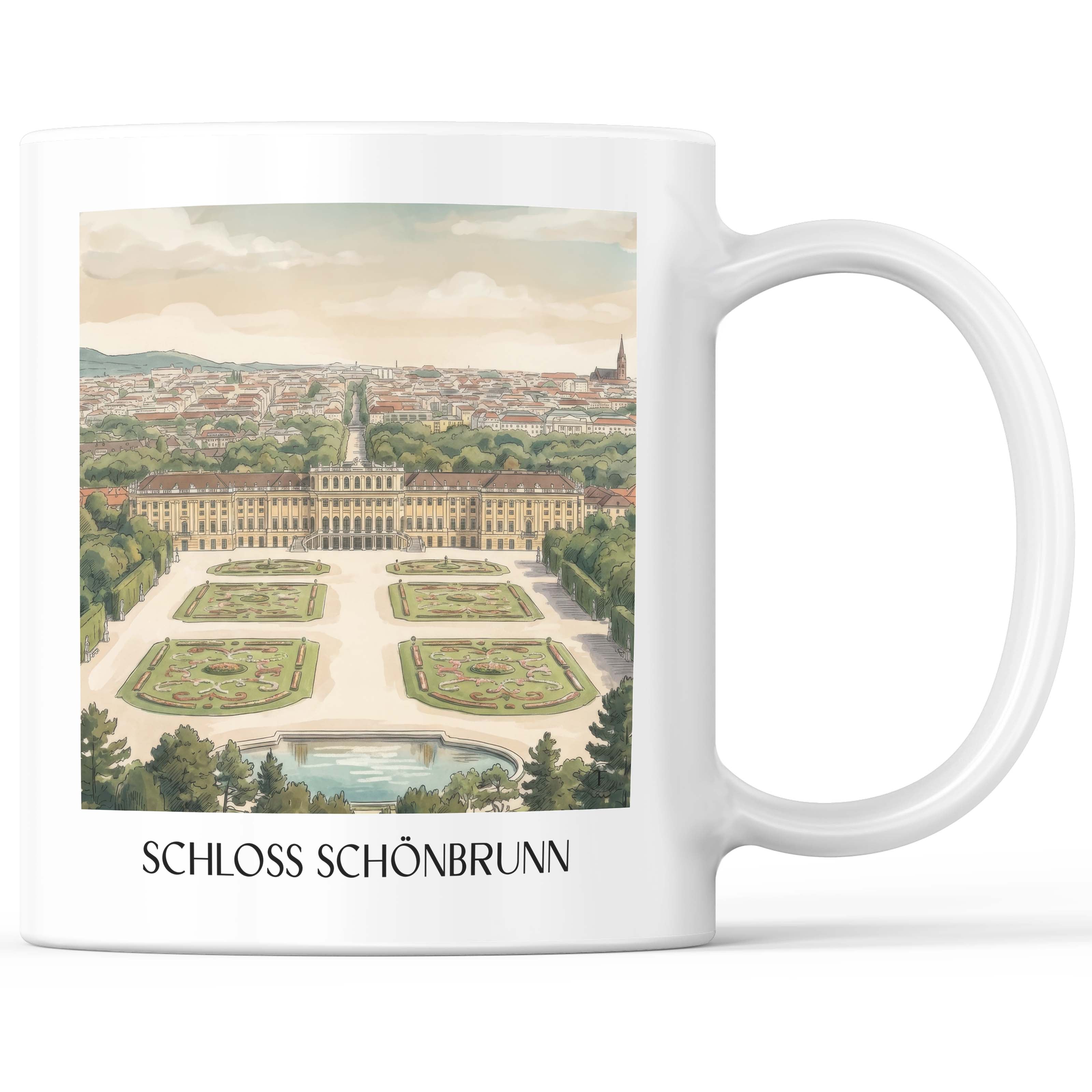 Schloss Schönbrunn Kaffeebecher - Wien - Österreich Becher - Kaffeetasse im Aquarell Stil - favplace