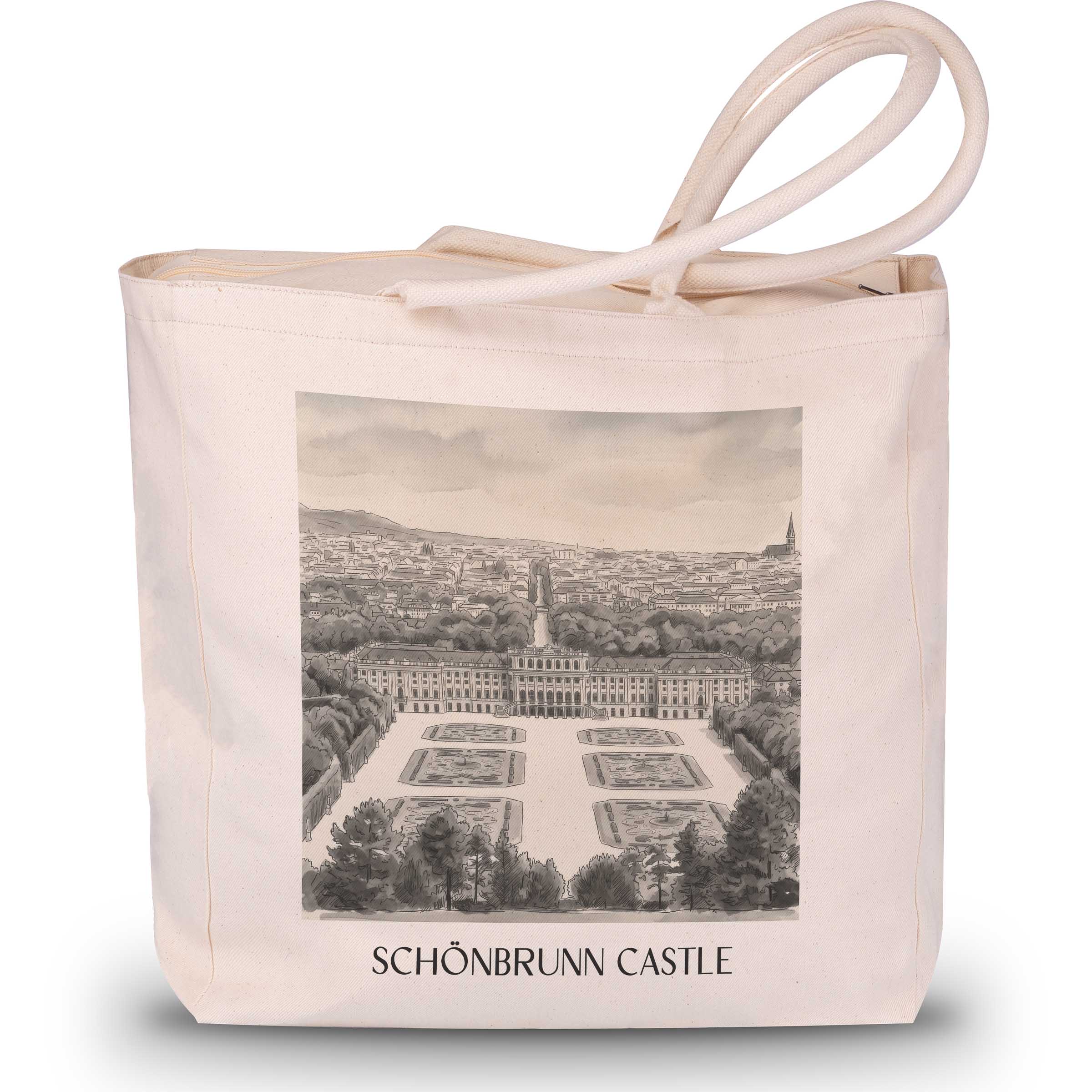 Schloss Schönbrunn Shopping Tasche - Wien - Österreich Tote Bag - Einkaufstasche im Aquarell Schwarz-Weiß Stil - favplace
