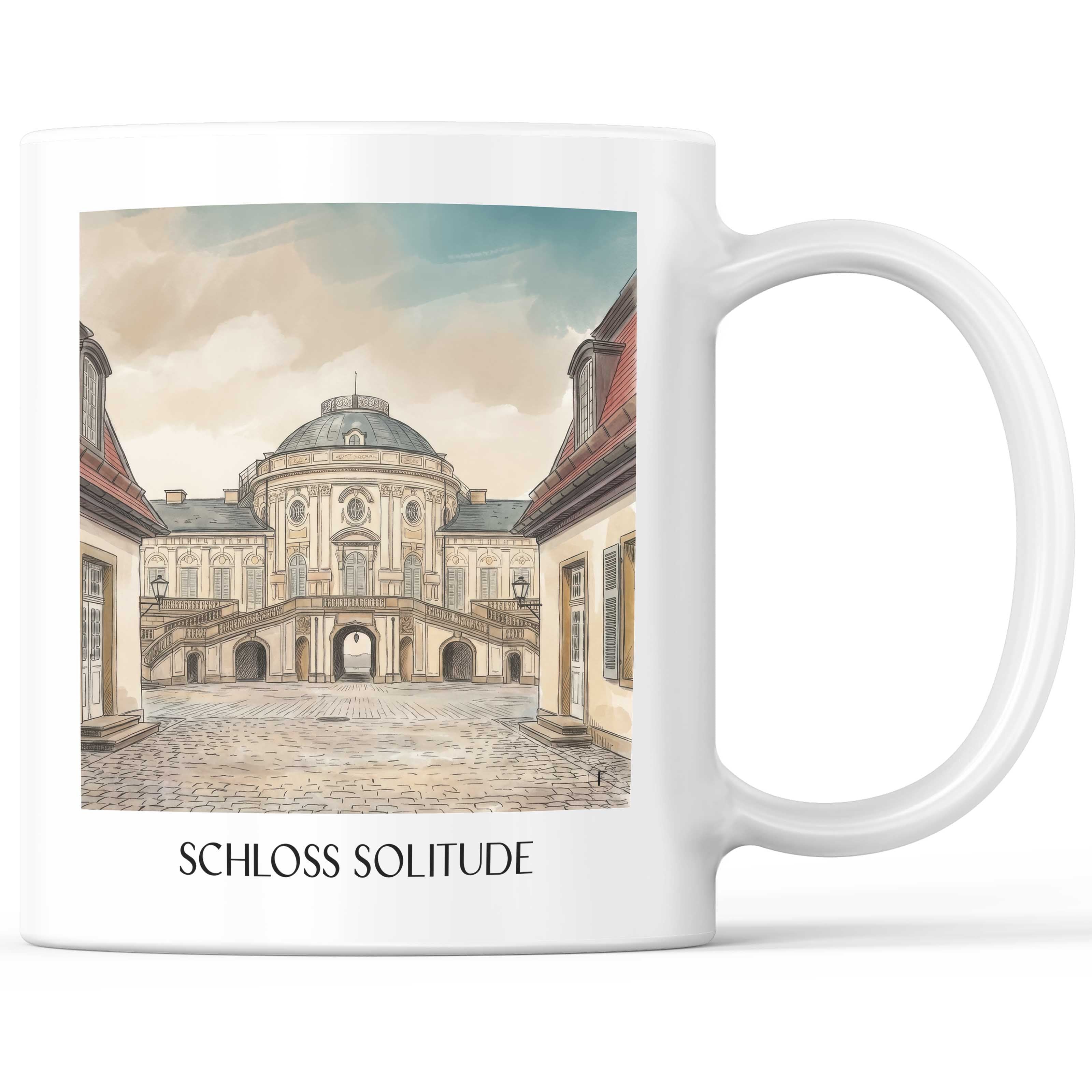 Schloss Solitude Kaffeebecher - Stuttgart - Deutschland Becher - Kaffeetasse im Aquarell Stil - favplace