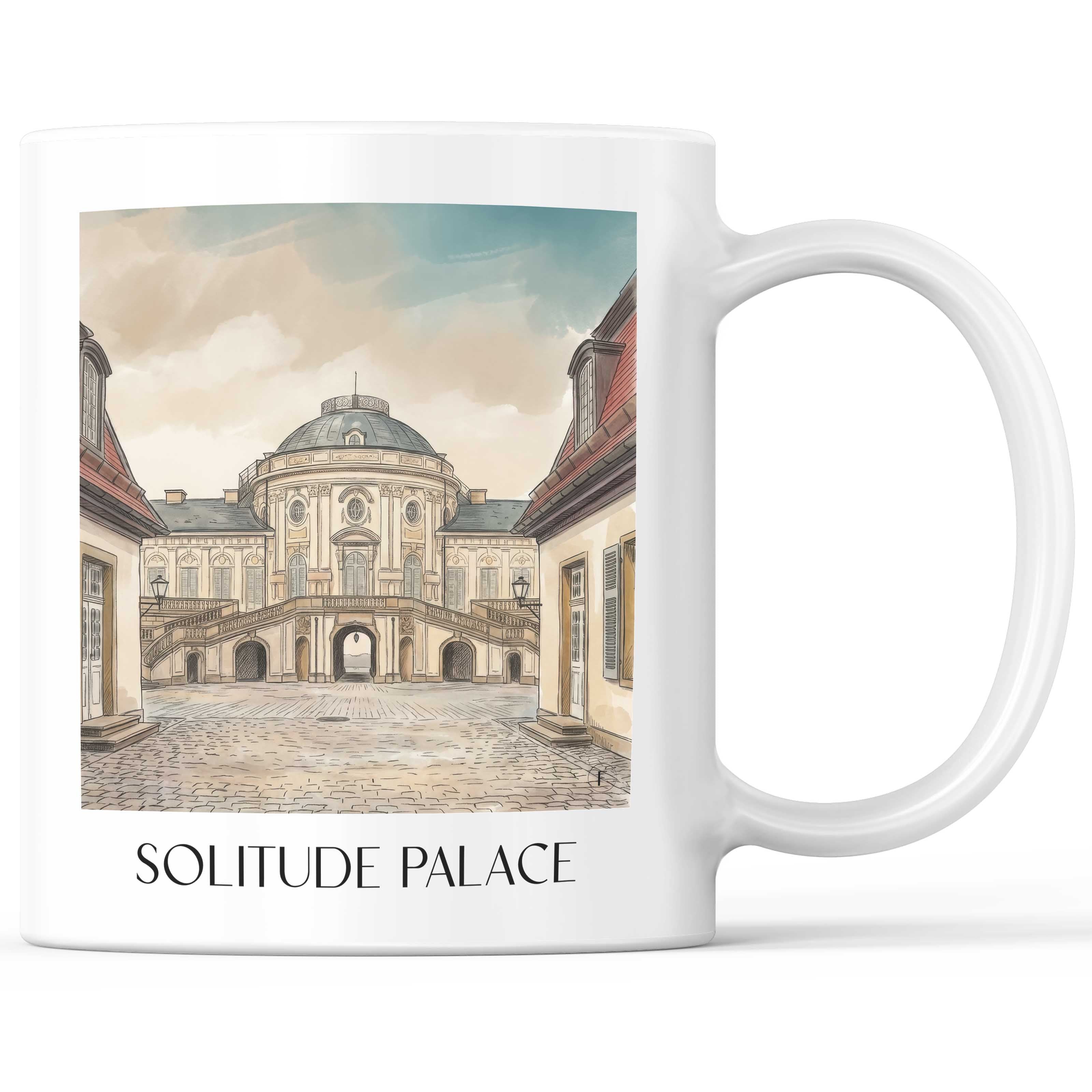 Schloss Solitude Kaffeebecher - Stuttgart - Deutschland Becher - Kaffeetasse im Aquarell Stil - favplace