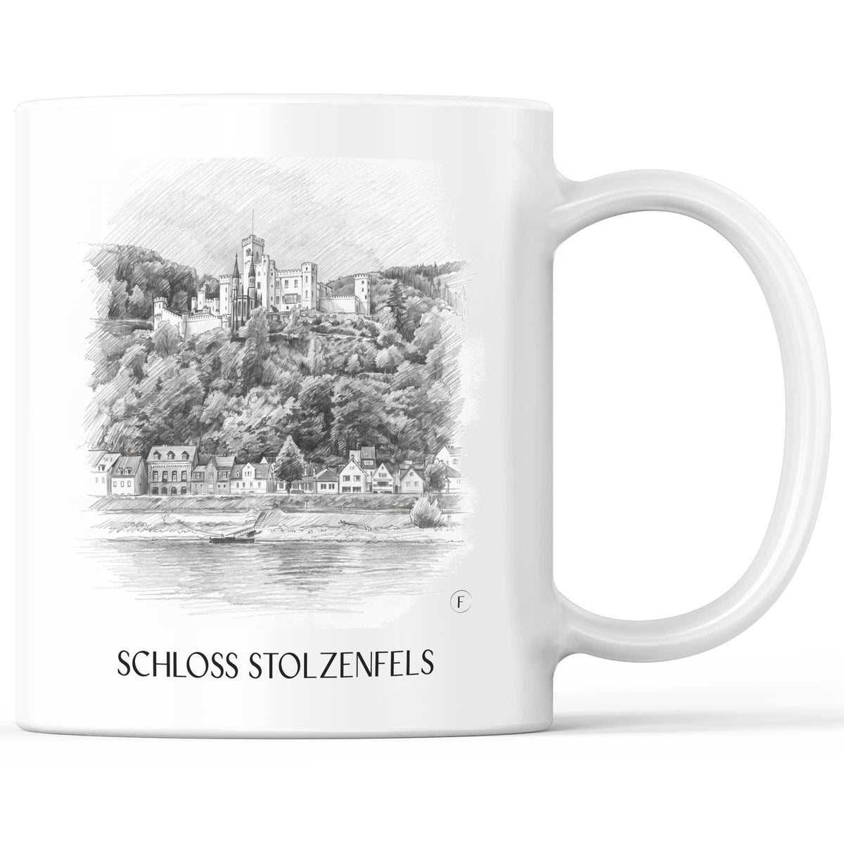 Schloss Stolzenfels Kaffeebecher - Koblenz - Deutschland Becher - Kaffeetasse im Zeichnung Stil
