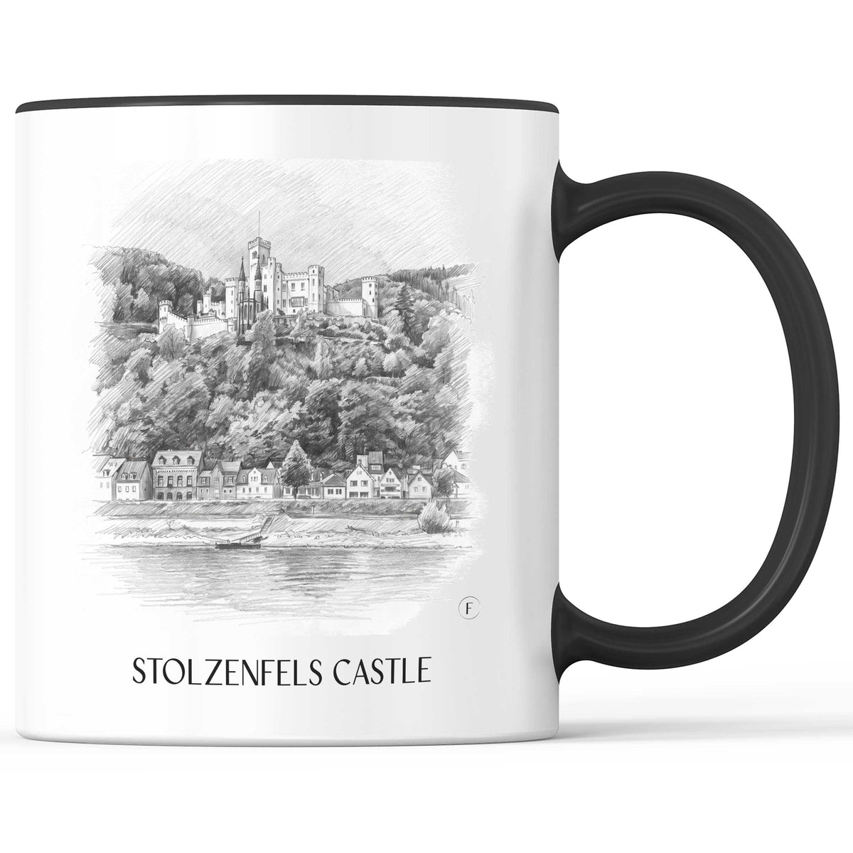 Schloss Stolzenfels Kaffeebecher - Koblenz - Deutschland Becher - Kaffeetasse im Zeichnung Stil