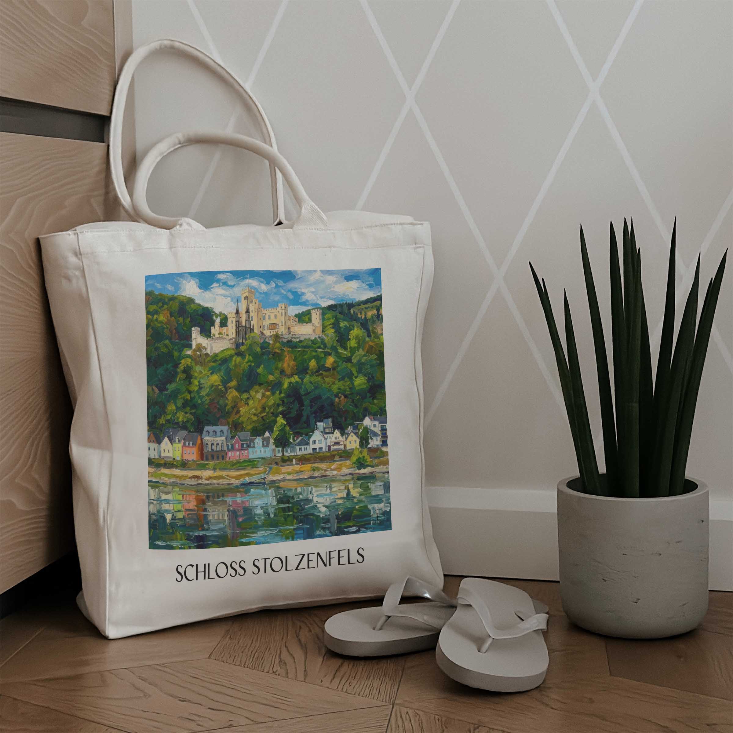 schloss-stolzenfels-koblenz-deutschland-einkaufstasche-oil-painting-oelgemaelde