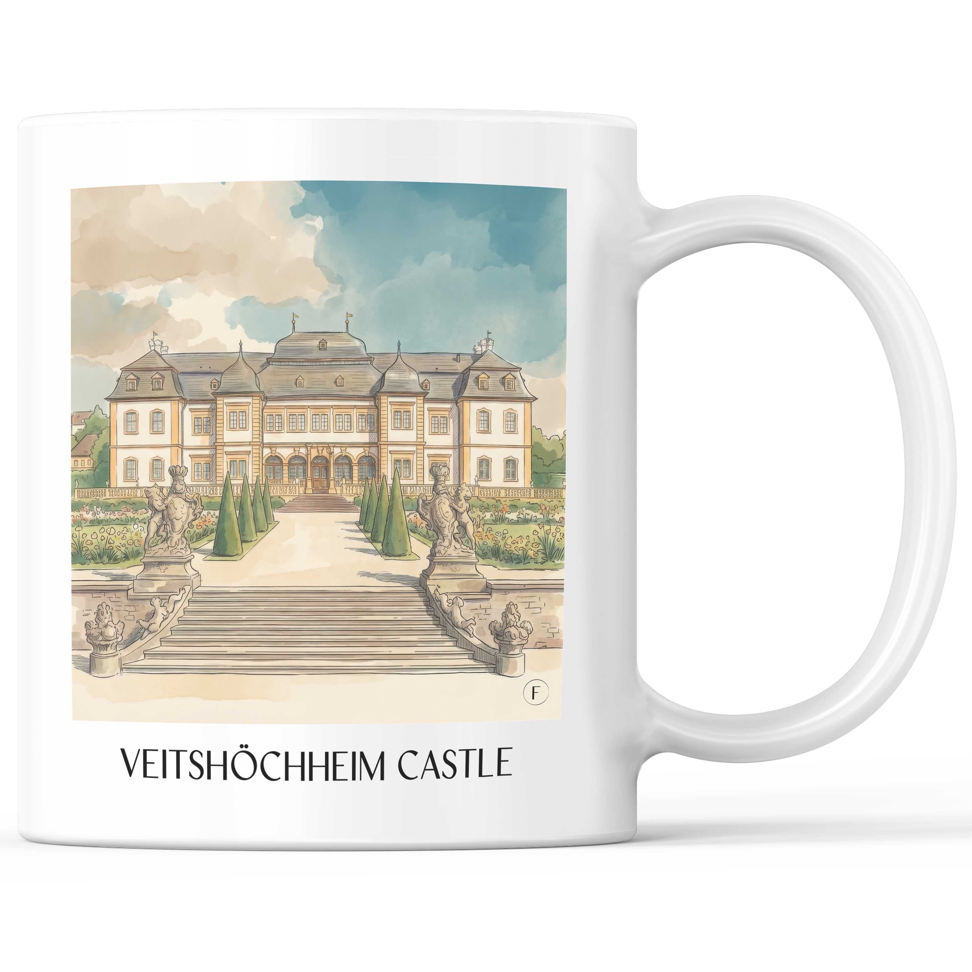 Schloss Veitshöchheim Kaffeebecher - Würzburg - Deutschland Becher - Kaffeetasse im Aquarell Stil - favplace