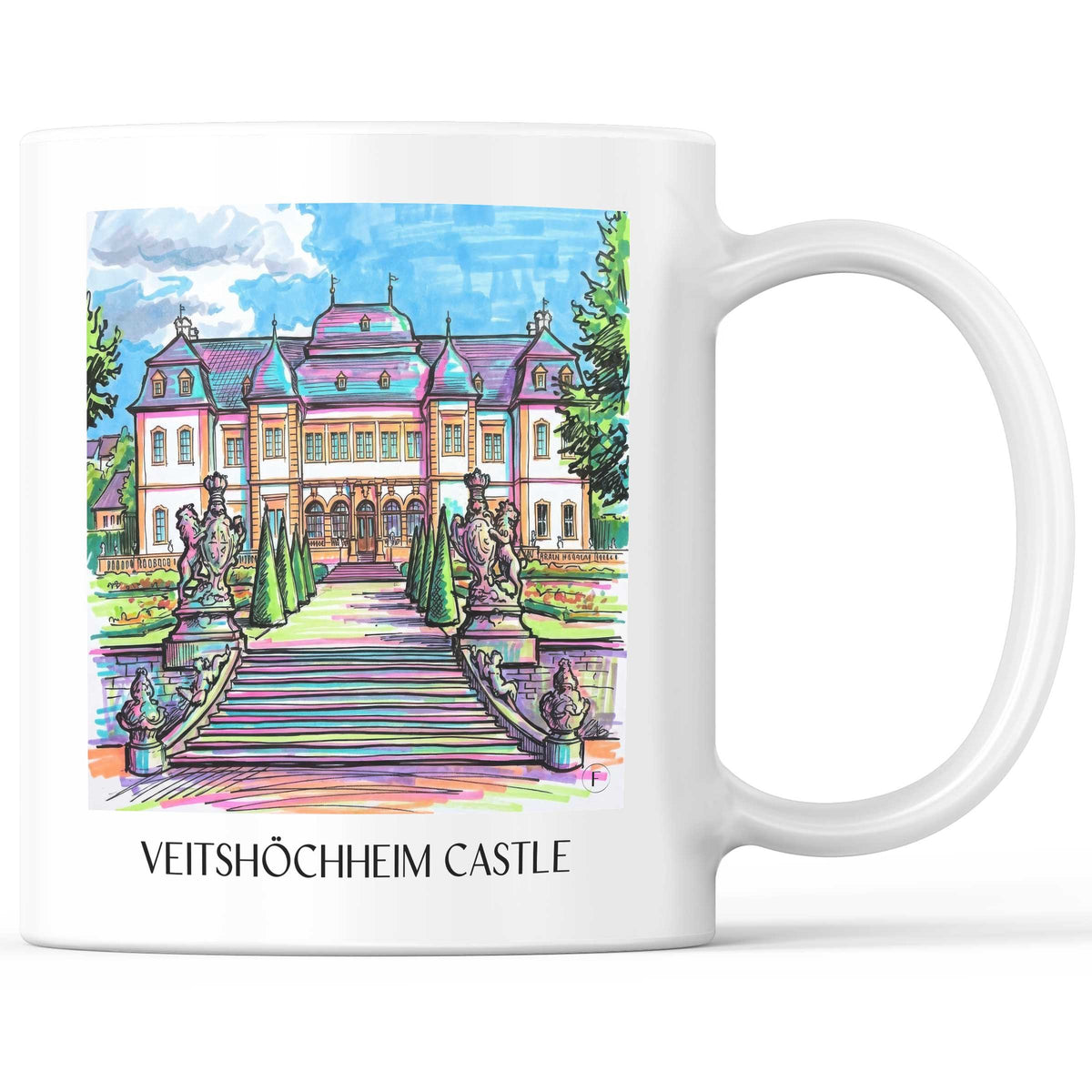 Schloss Veitshöchheim Kaffeebecher - Würzburg - Deutschland Becher - Kaffeetasse im Tag Graffiti Stil - favplace