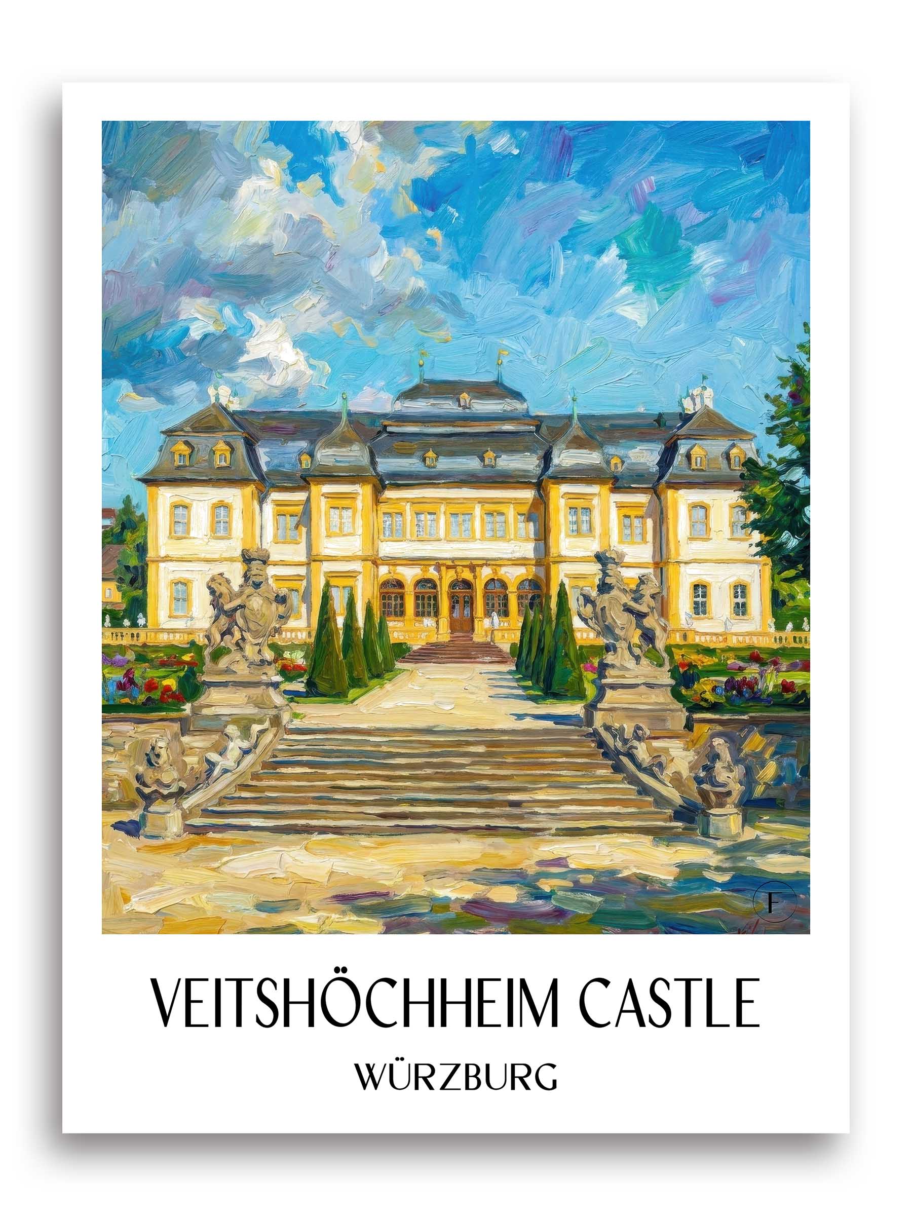Schloss Veitshöchheim Poster - Würzburg - Deutschland Kunstdruck - Ölgemälde von A4 bis A1 - favplace