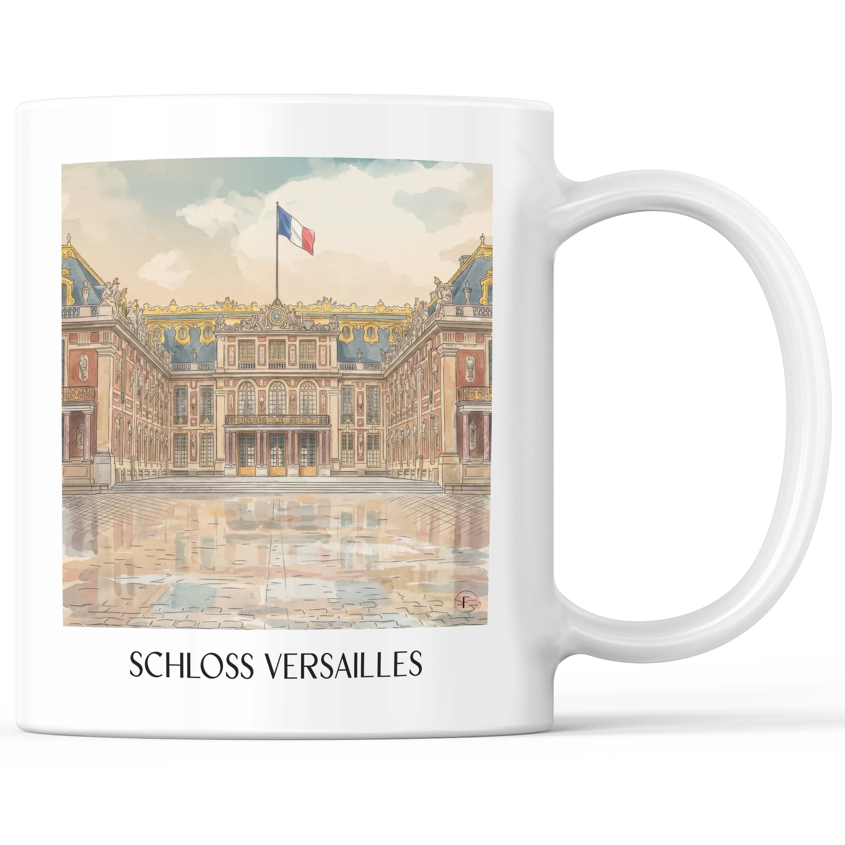 Schloss Versailles Kaffeebecher - Frankreich - Frankreich Becher - Kaffeetasse im Aquarell Stil - favplace