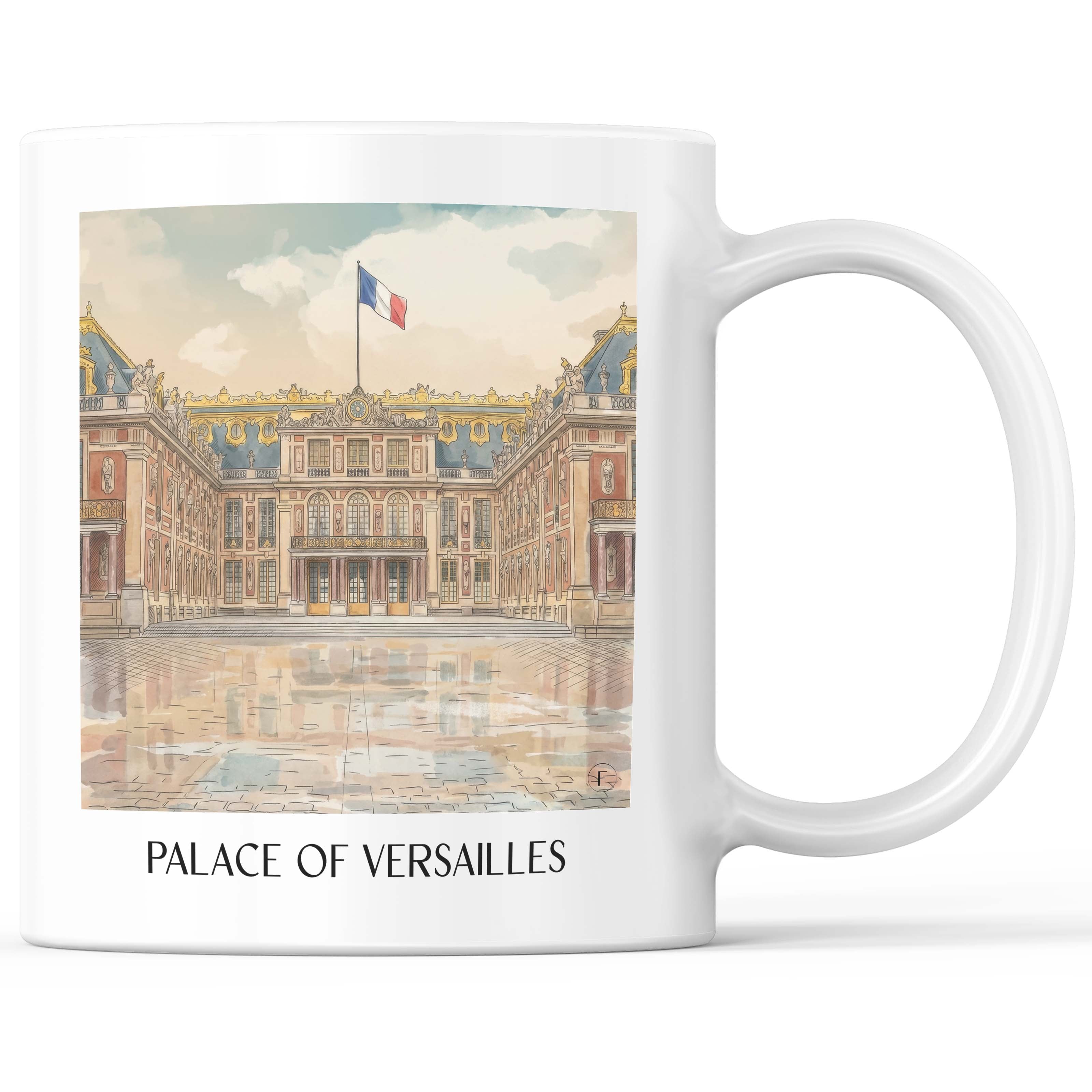 Schloss Versailles Kaffeebecher - Frankreich - Frankreich Becher - Kaffeetasse im Aquarell Stil - favplace