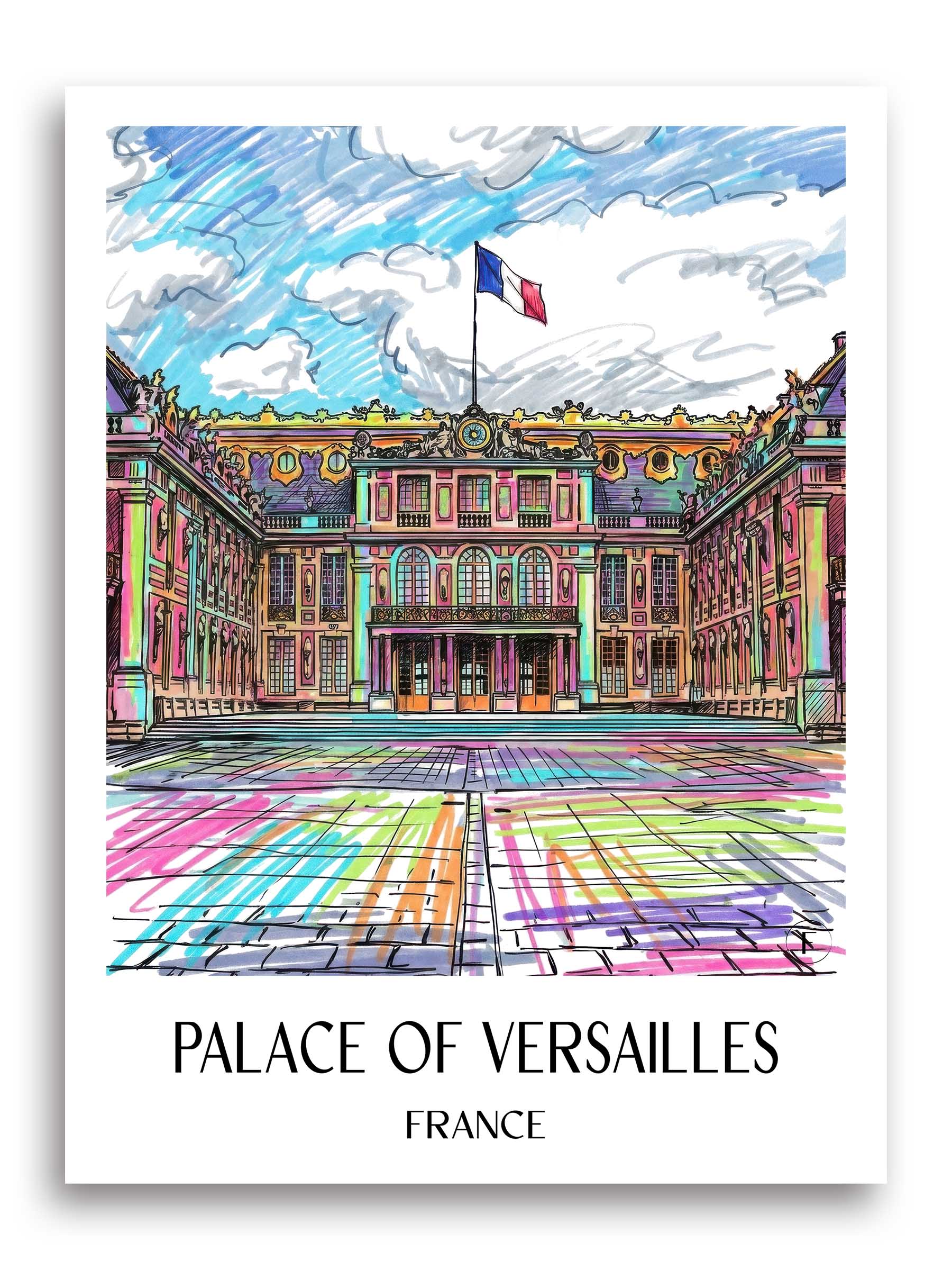 Schloss Versailles Poster - Frankreich - Frankreich Kunstdruck - Tag Graffiti von A4 bis A1 - favplace