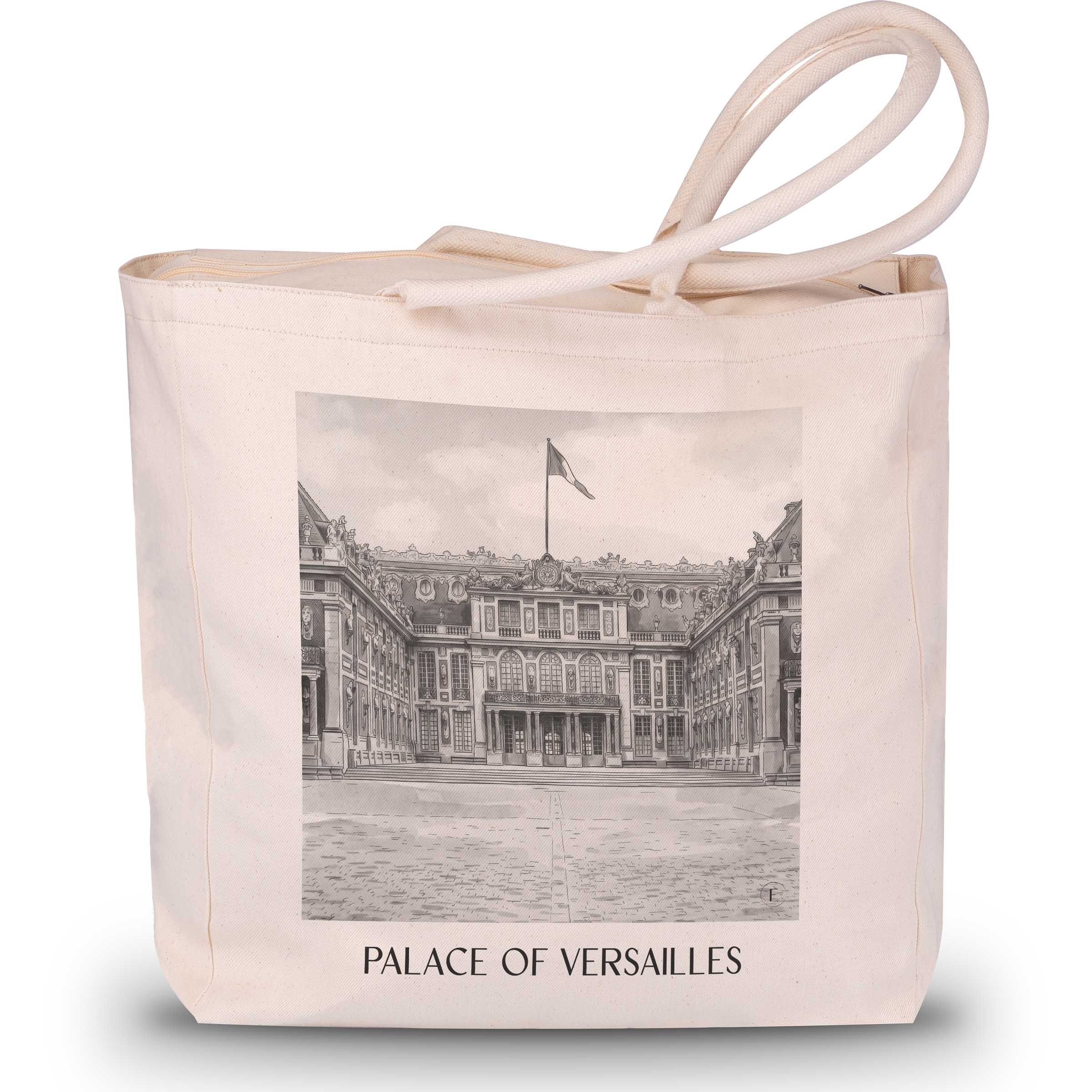 Schloss Versailles Shopping Tasche - Frankreich - Frankreich Tote Bag - Einkaufstasche im Aquarell Schwarz-Weiß Stil - favplace