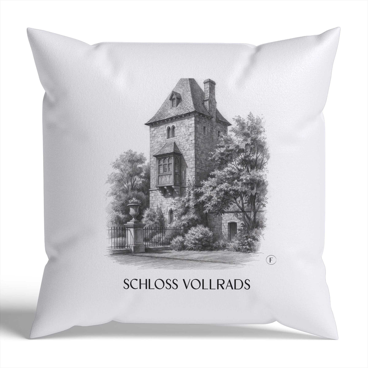 schloss-vollrads-rheingau-deutschland-kissenbezug-bleistift-zeichnung-drawing