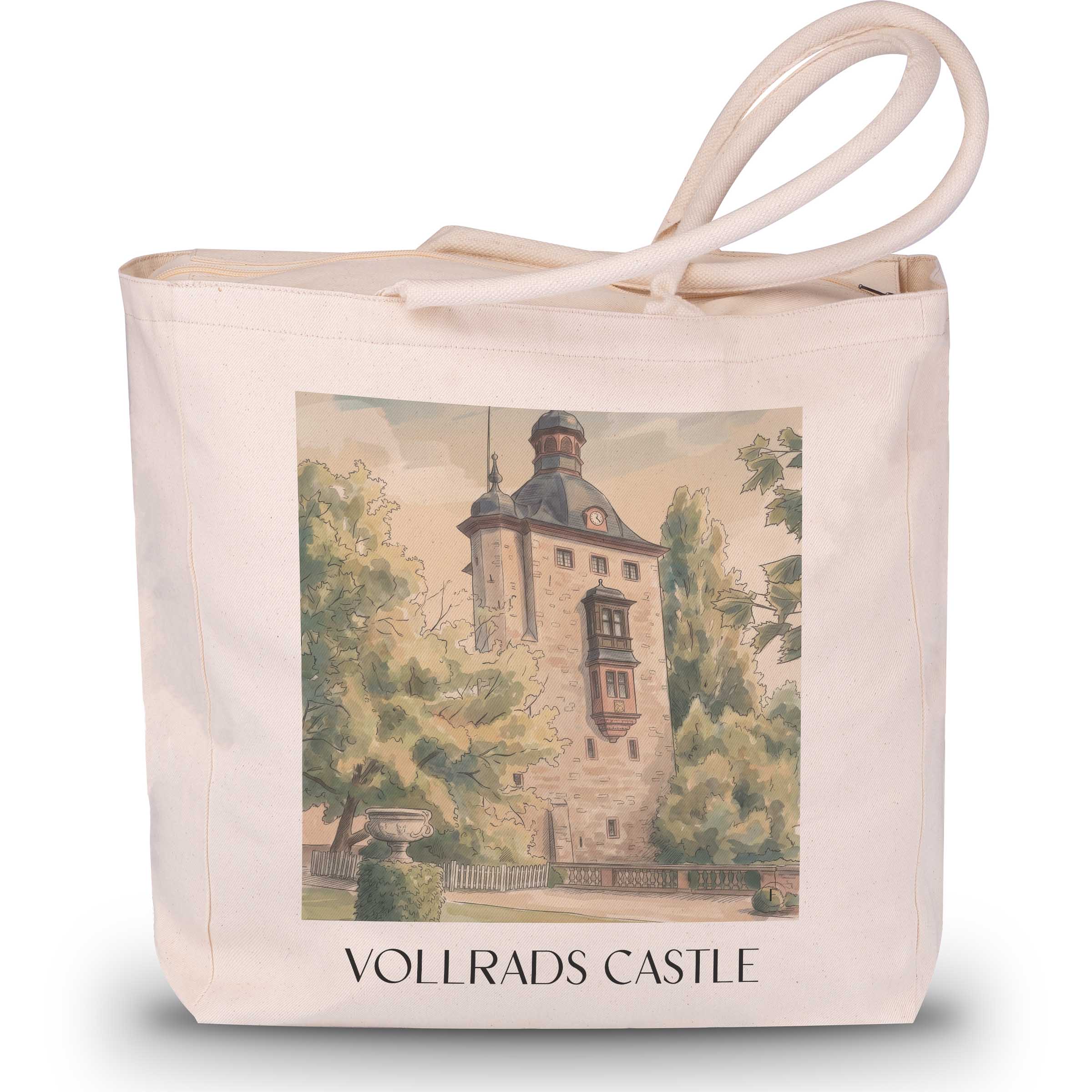 Schloss Vollrads Shopping Tasche - Rheingau - Deutschland Tote Bag - Einkaufstasche im Aquarell Stil - favplace