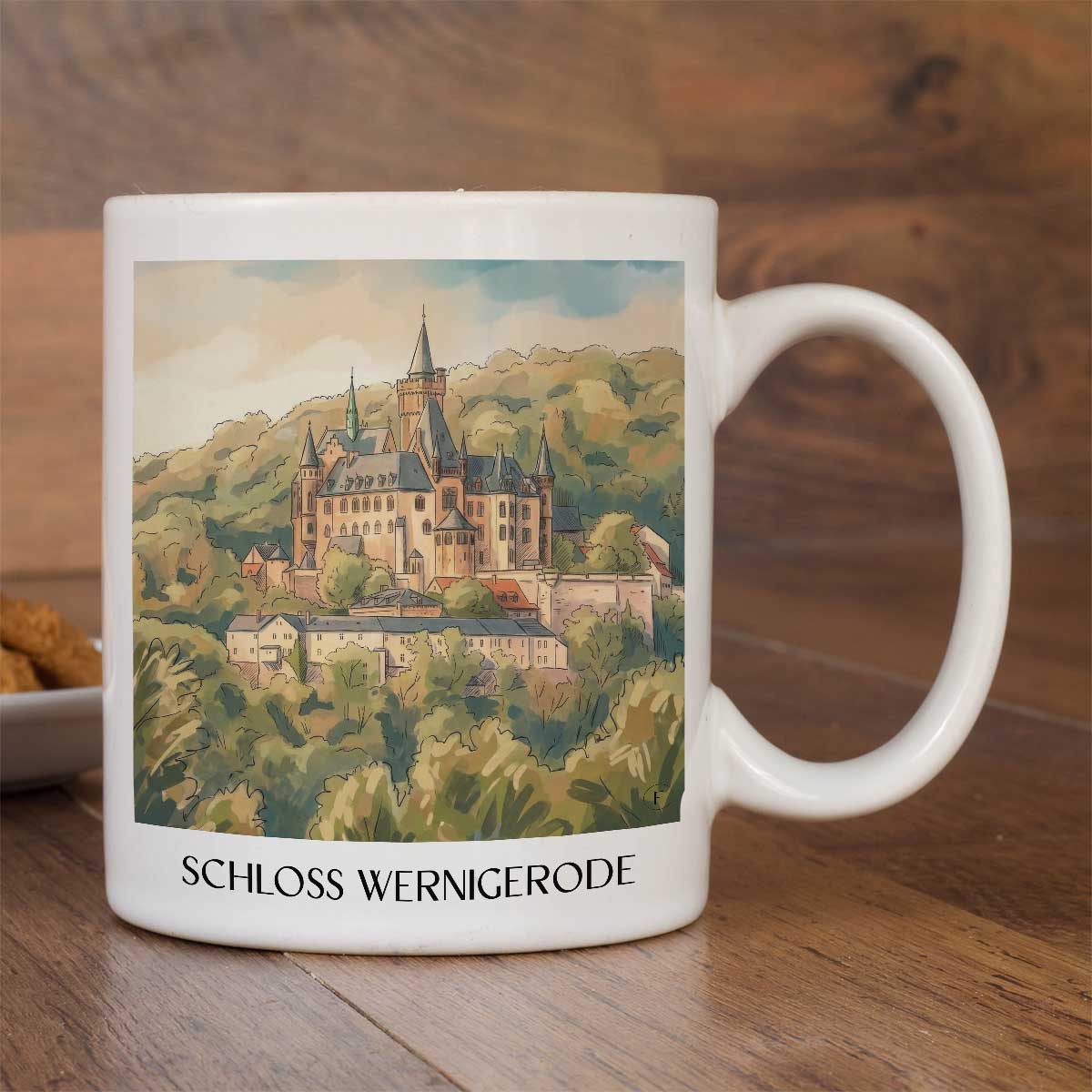 schloss-wernigerode-nordharz-deutschland-kaffeebecher-aquarell