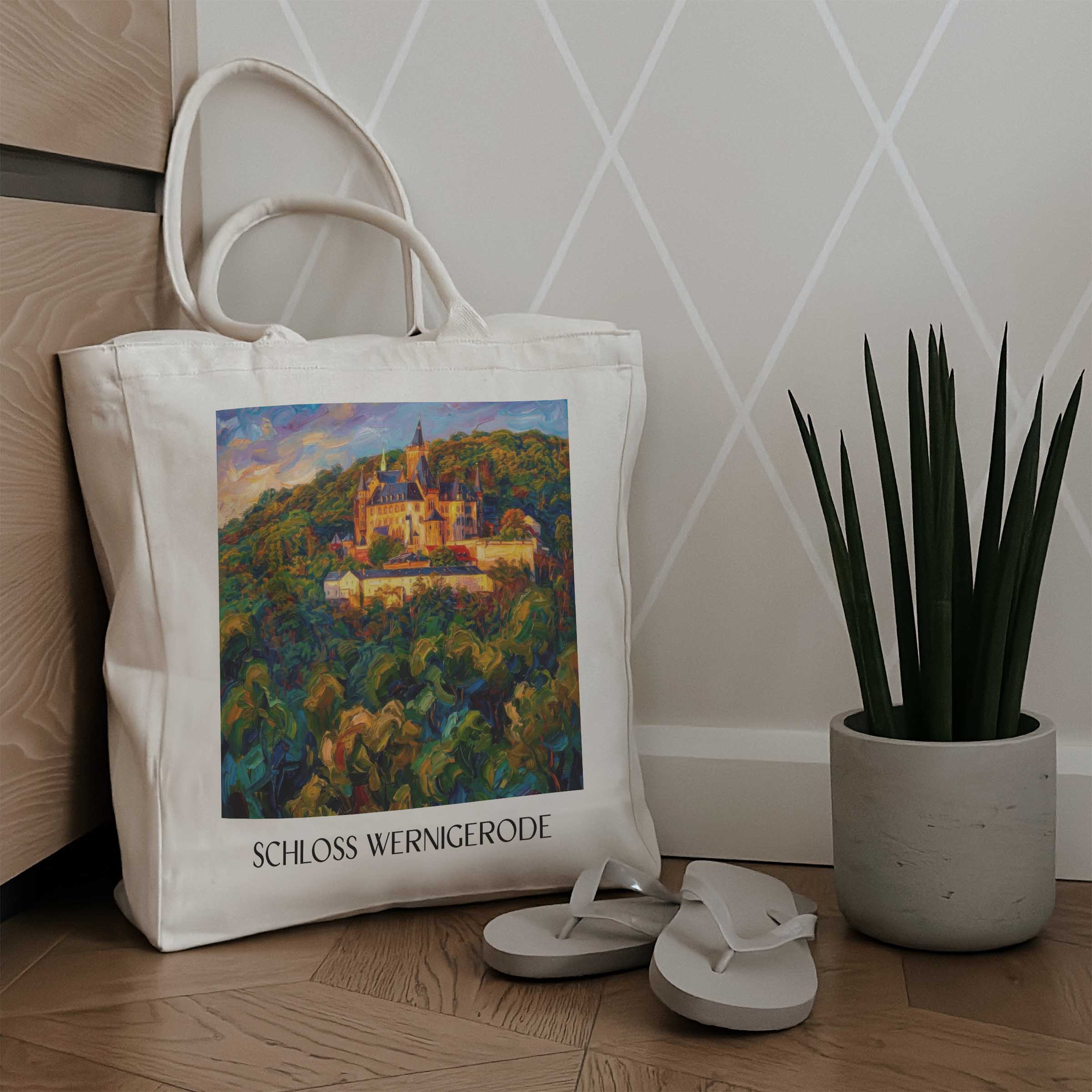 schloss-wernigerode-nordharz-deutschland-einkaufstasche-oil-painting-oelgemaelde