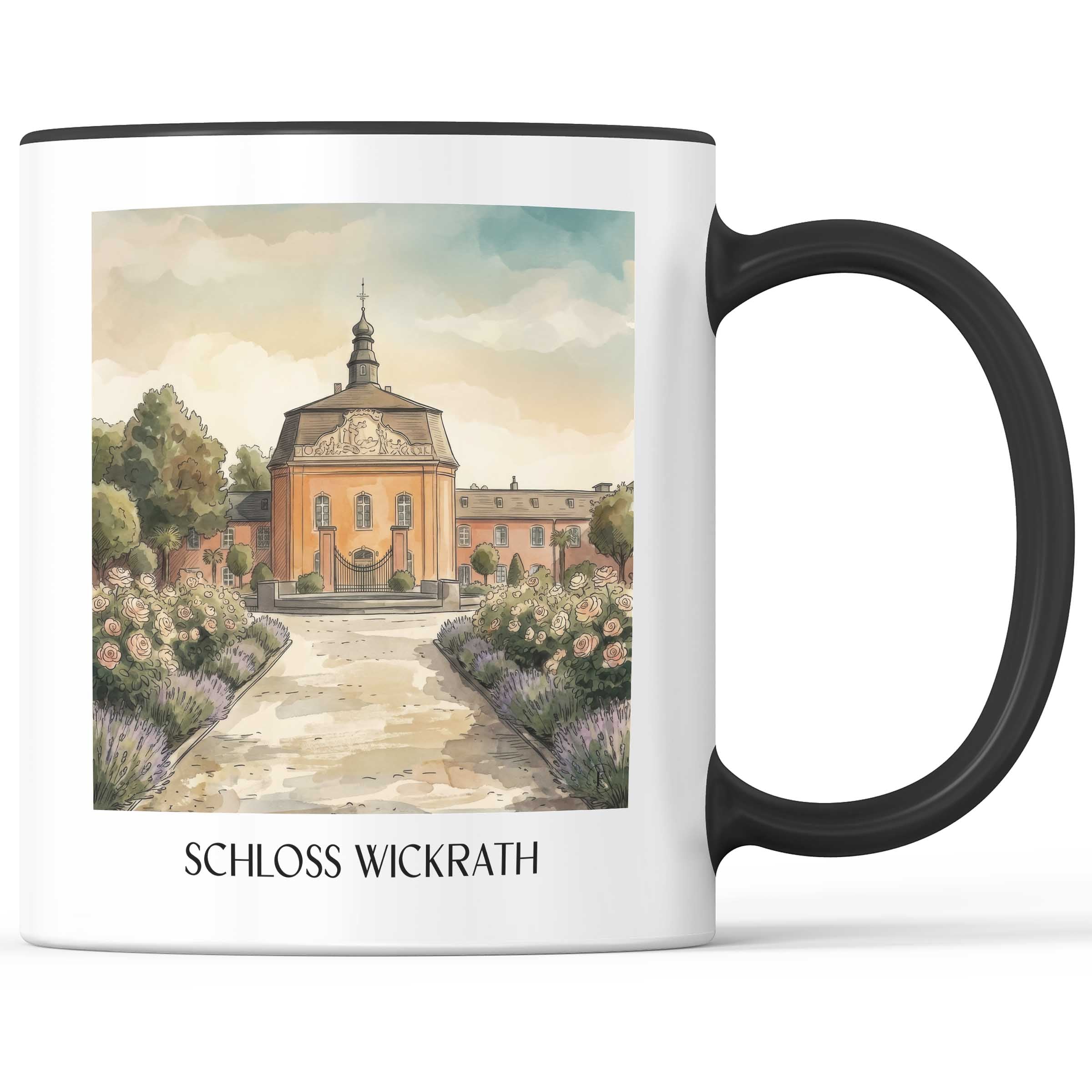 schloss-wickrath-möchengladbach-deutschland-kaffeebecher-aquarell