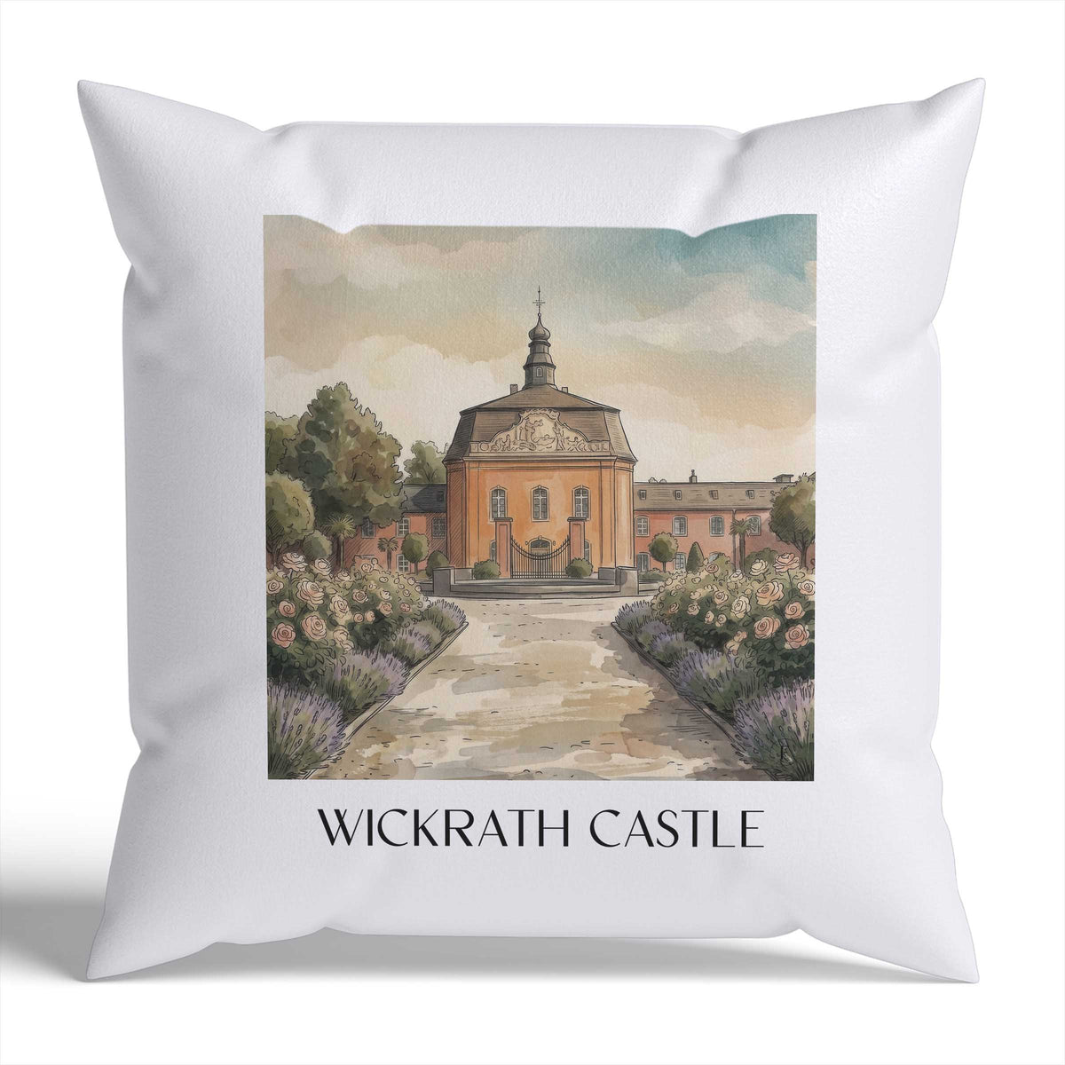 Schloss Wickrath Kissenhülle - Zierkissen Bezug - Möchengladbach - Deutschland Kissen bzw. Kissenbezug im Aquarell Stil - favplace
