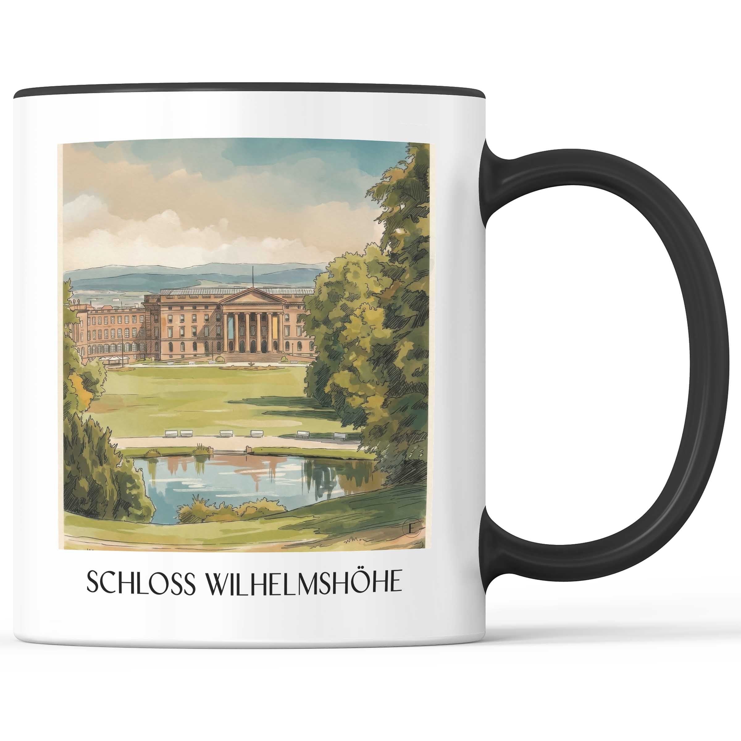 schloss-wilhelmshöhe-kassel-deutschland-kaffeebecher-aquarell