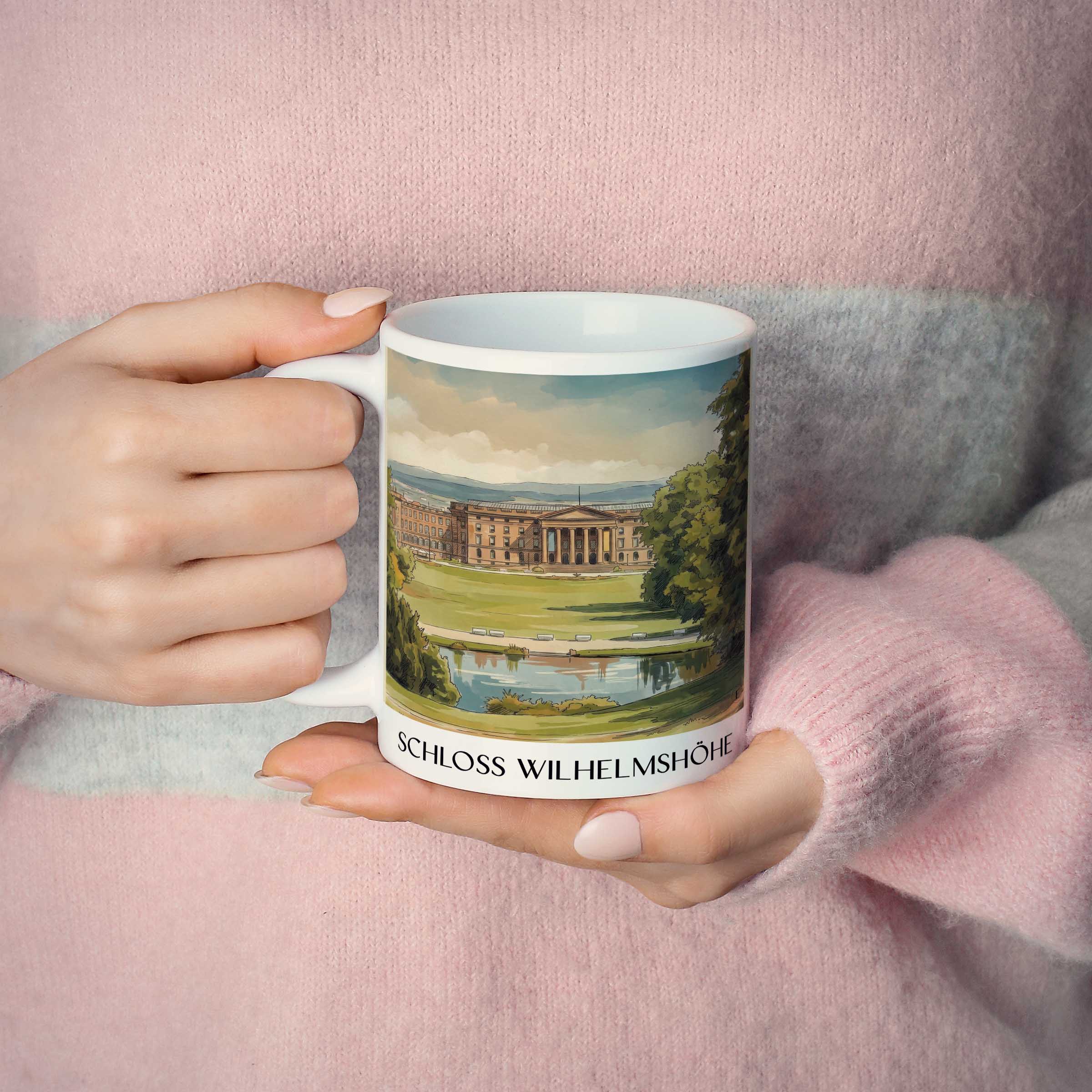 schloss-wilhelmshöhe-kassel-deutschland-kaffeebecher-aquarell