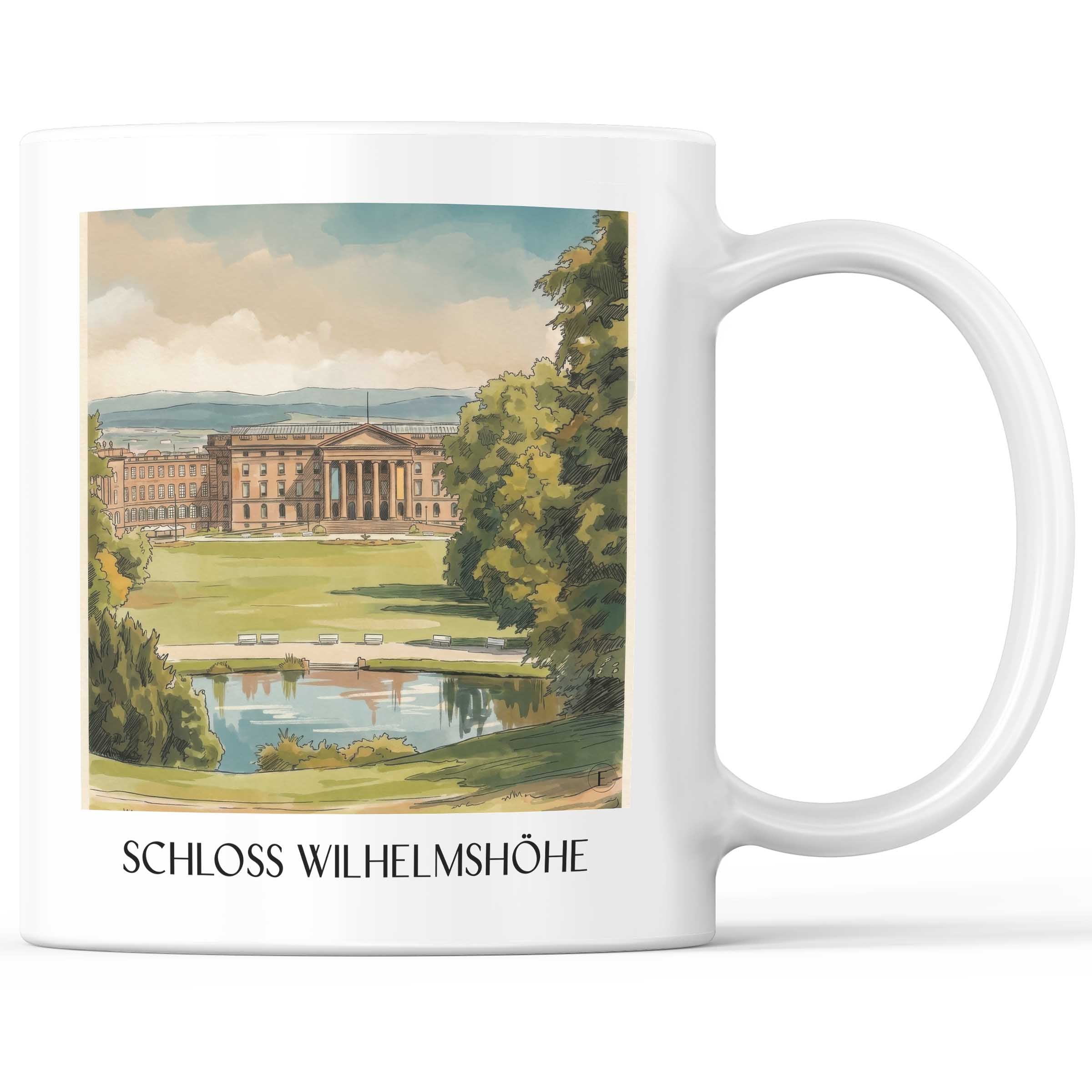 schloss-wilhelmshöhe-kassel-deutschland-kaffeebecher-aquarell