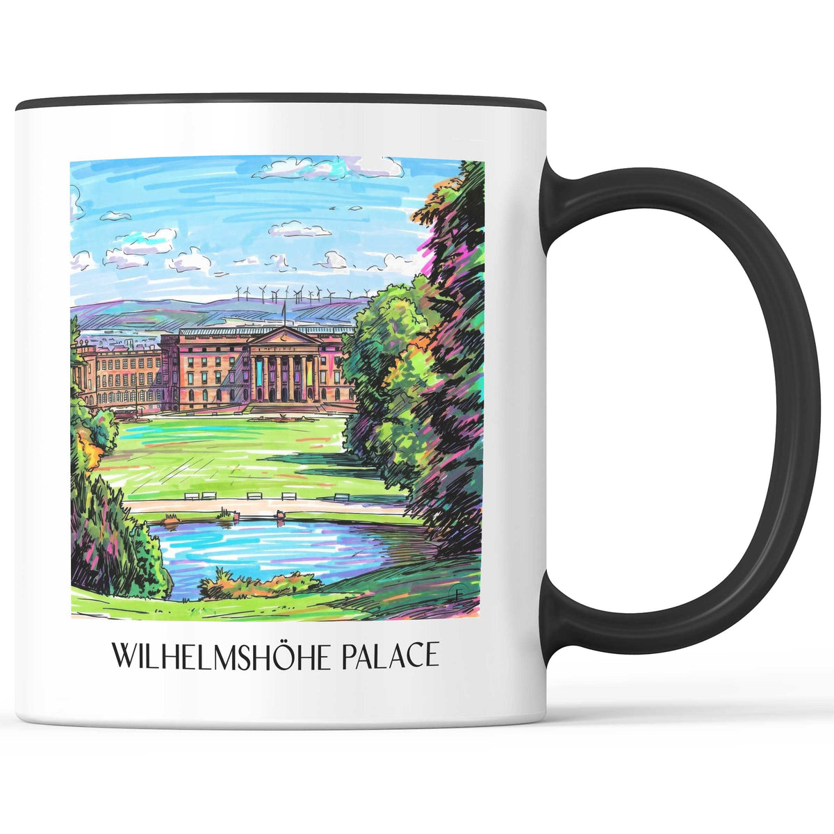 Schloss Wilhelmshöhe Kaffeebecher - Kassel - Deutschland Becher - Kaffeetasse im Tag Graffiti Stil - favplace