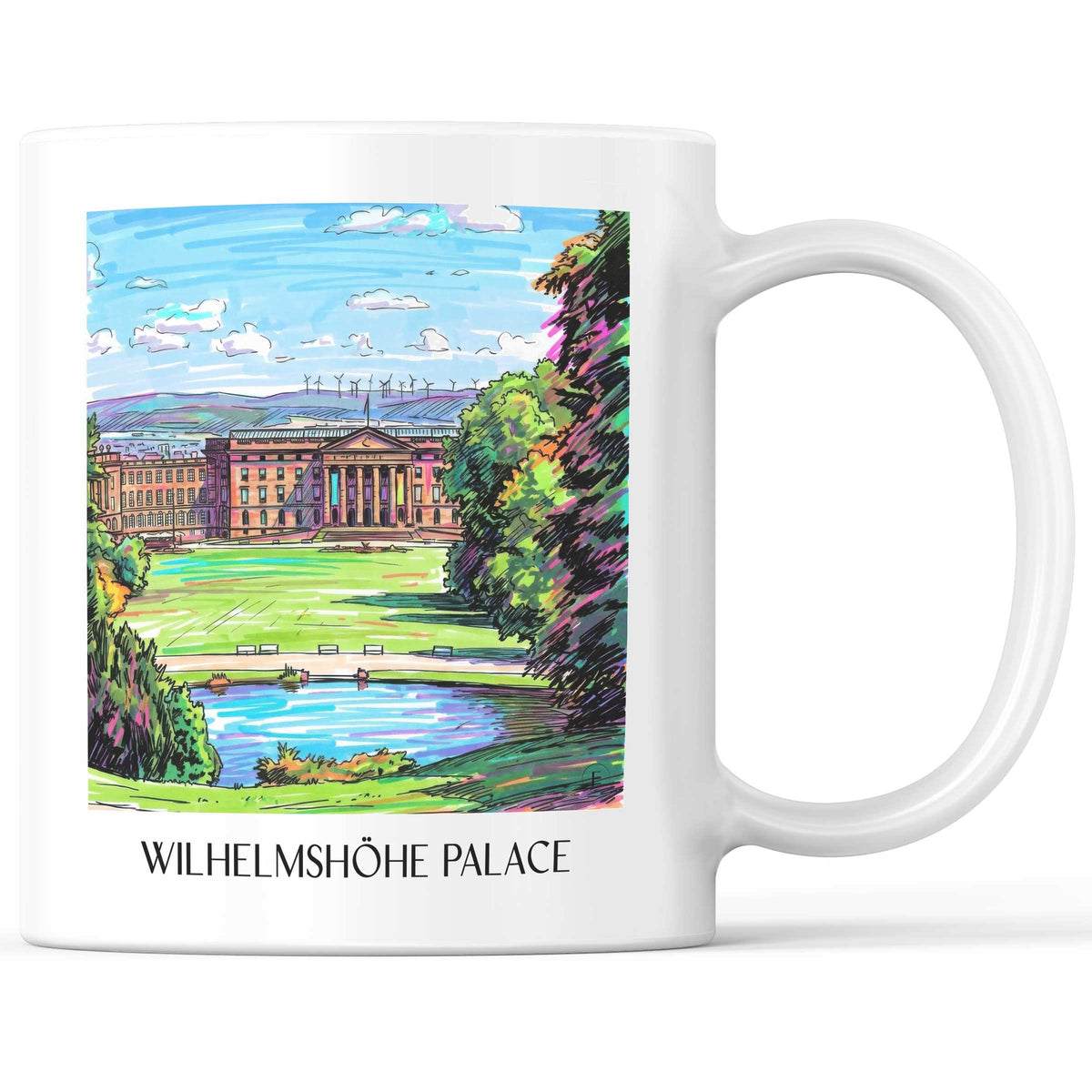 Schloss Wilhelmshöhe Kaffeebecher - Kassel - Deutschland Becher - Kaffeetasse im Tag Graffiti Stil - favplace