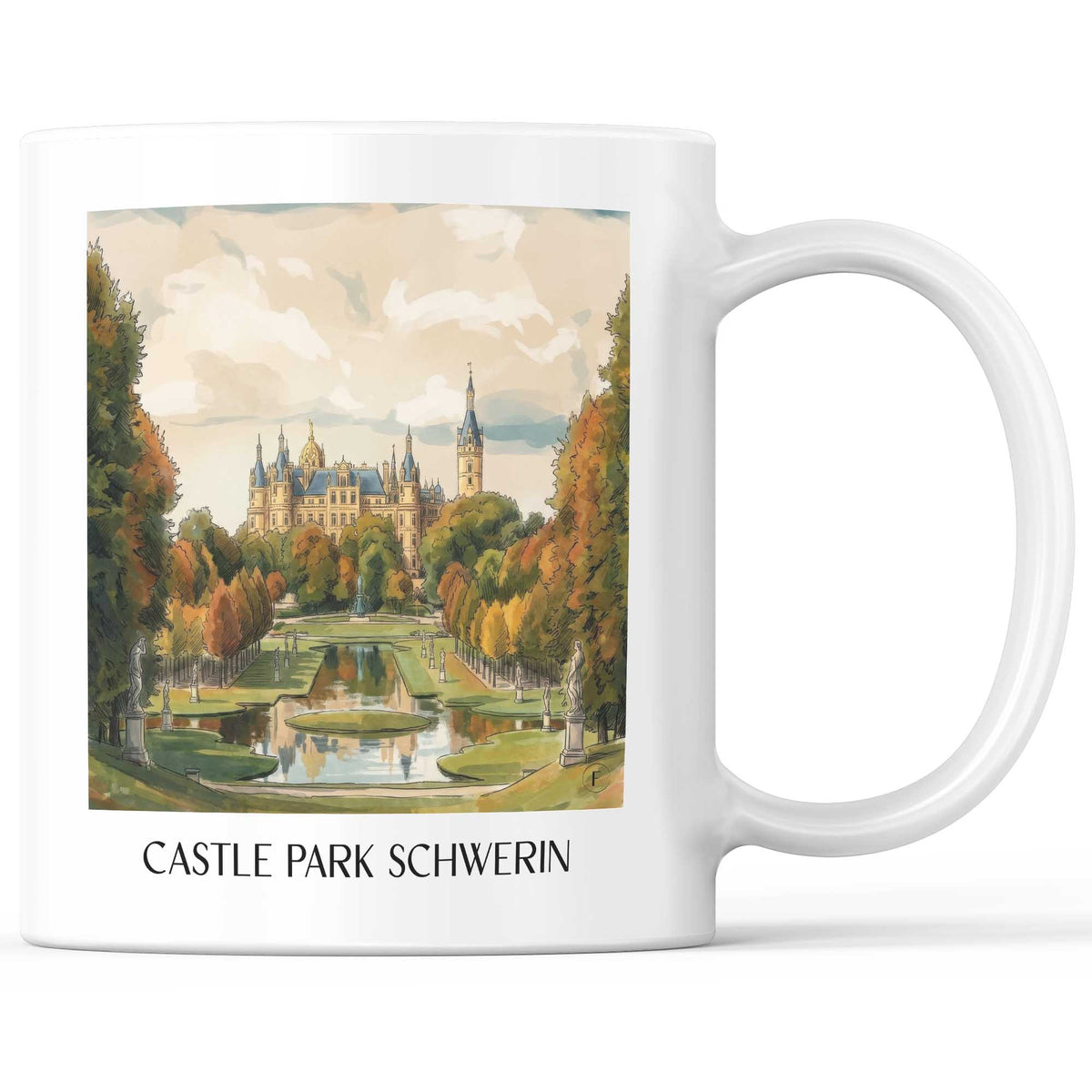 Schlosspark Kaffeebecher - Schwerin - Deutschland Becher - Kaffeetasse im Aquarell Stil - favplace