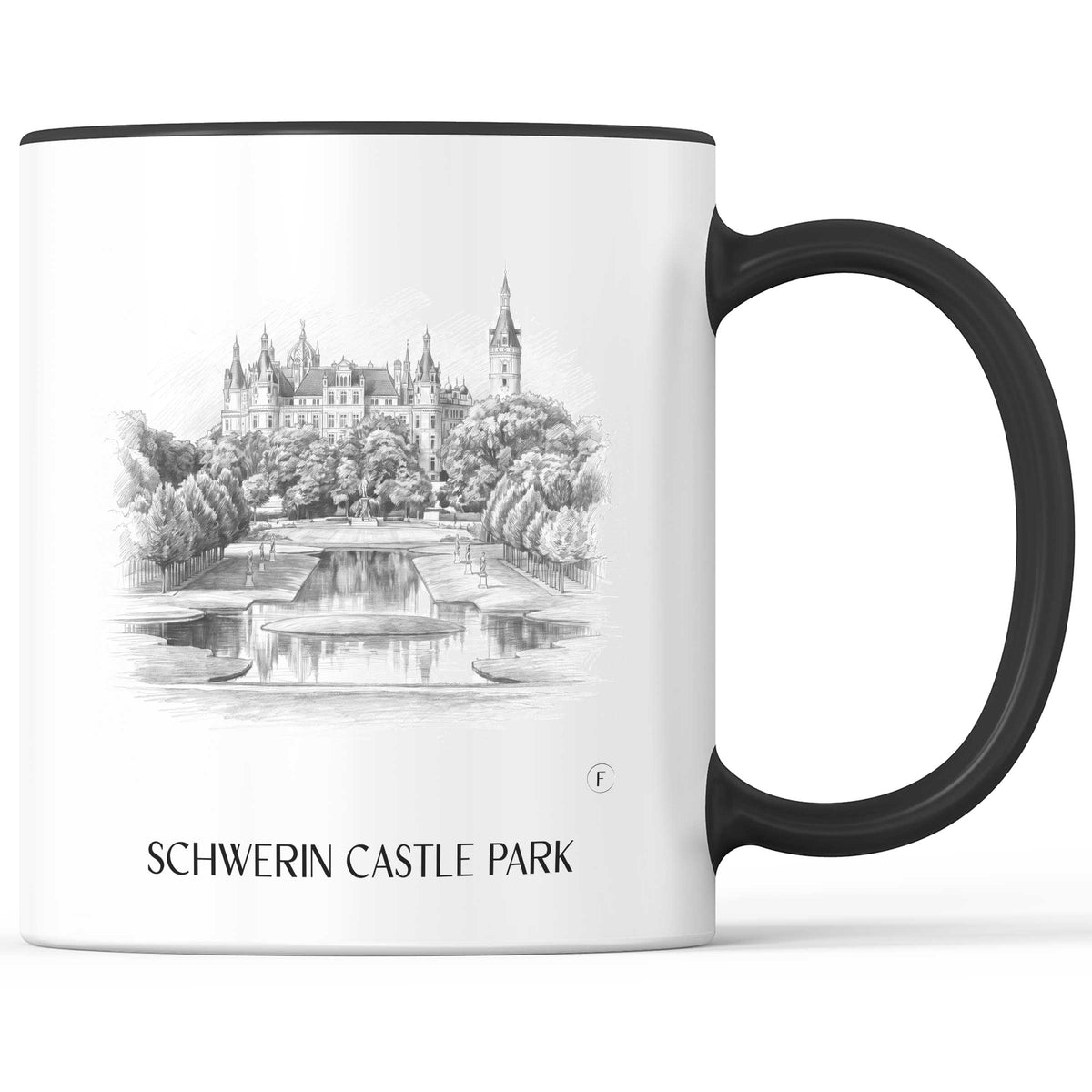 Schlosspark Kaffeebecher - Schwerin - Deutschland Becher - Kaffeetasse im Zeichnung Stil