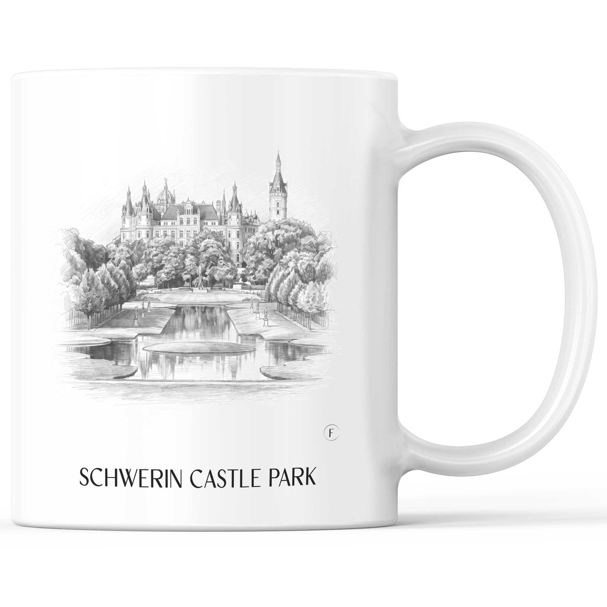 Schlosspark Kaffeebecher - Schwerin - Deutschland Becher - Kaffeetasse im Zeichnung Stil