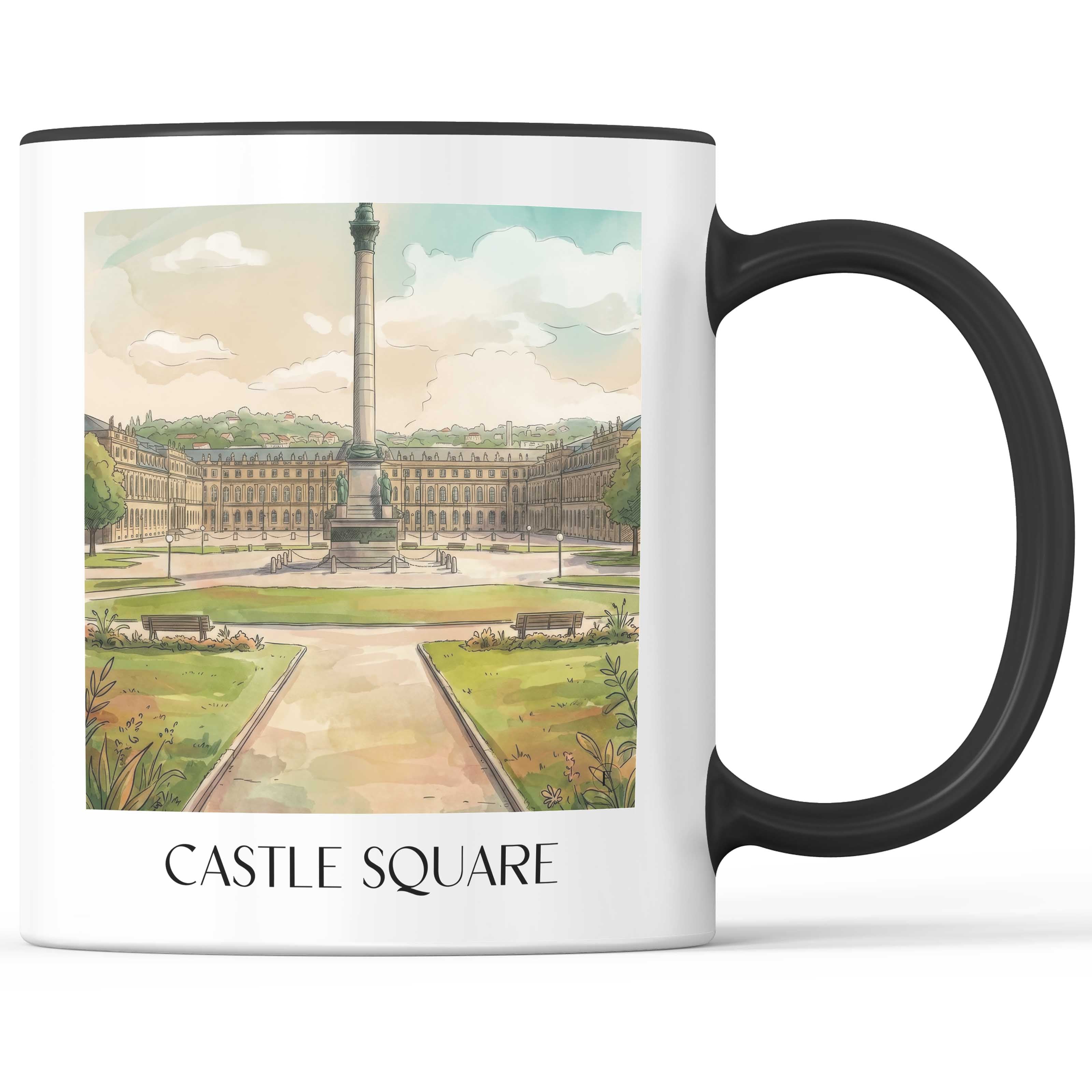 Schlossplatz Kaffeebecher - Stuttgart - Deutschland Becher - Kaffeetasse im Aquarell Stil - favplace